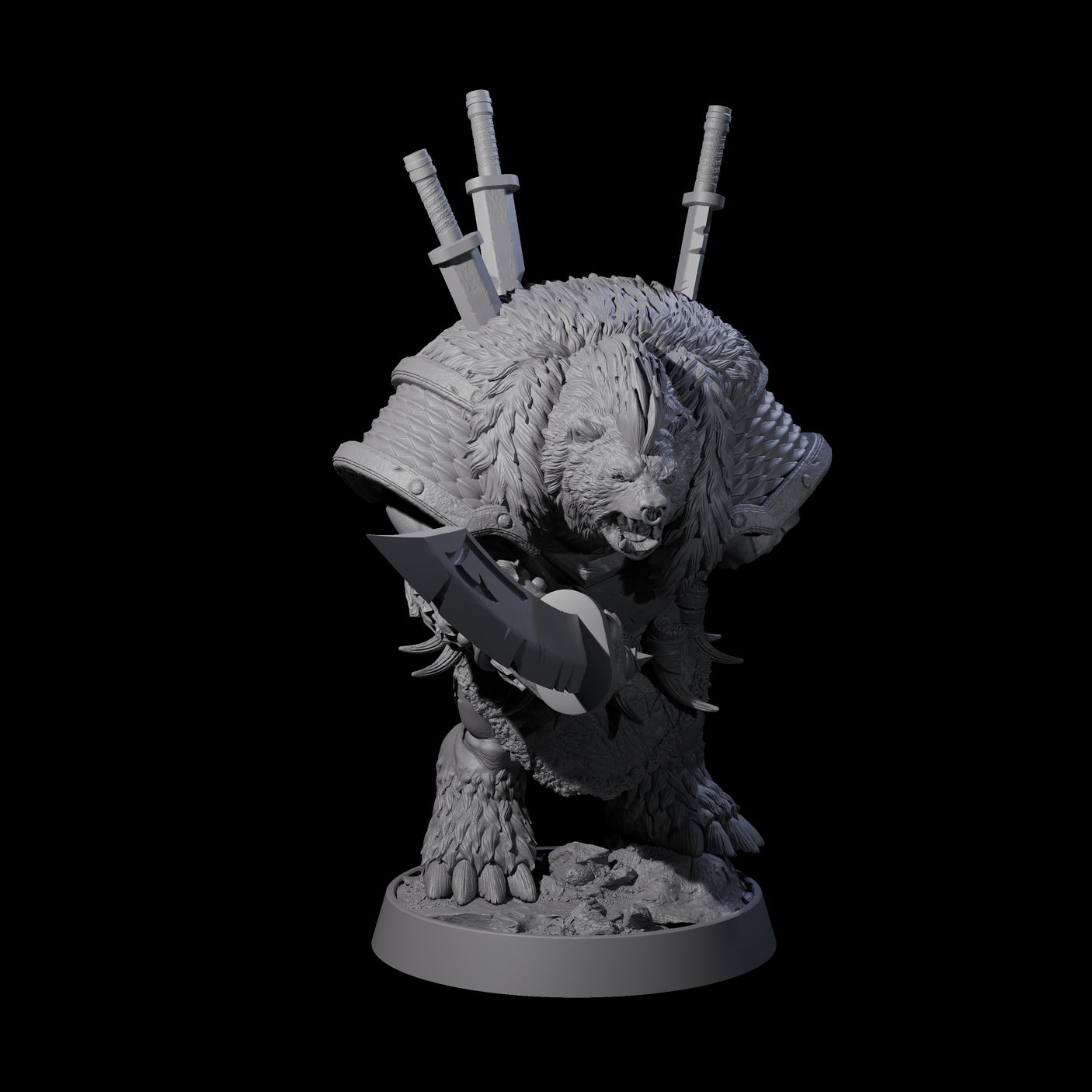 Hulking Ursine Barbarian D Miniature for Dungeons and Dragons, Pathfinder or other TTRPGs