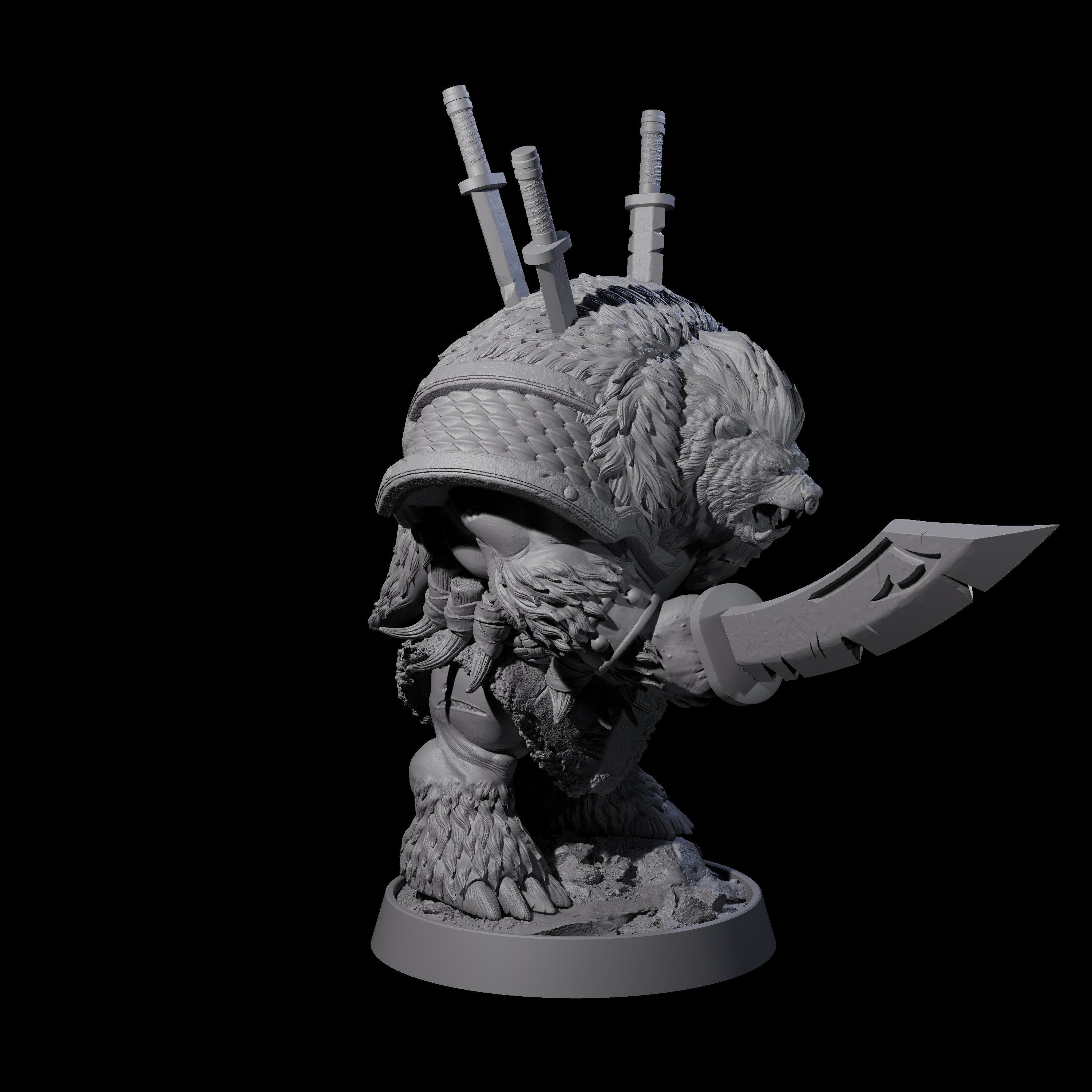 Hulking Ursine Barbarian D Miniature for Dungeons and Dragons, Pathfinder or other TTRPGs