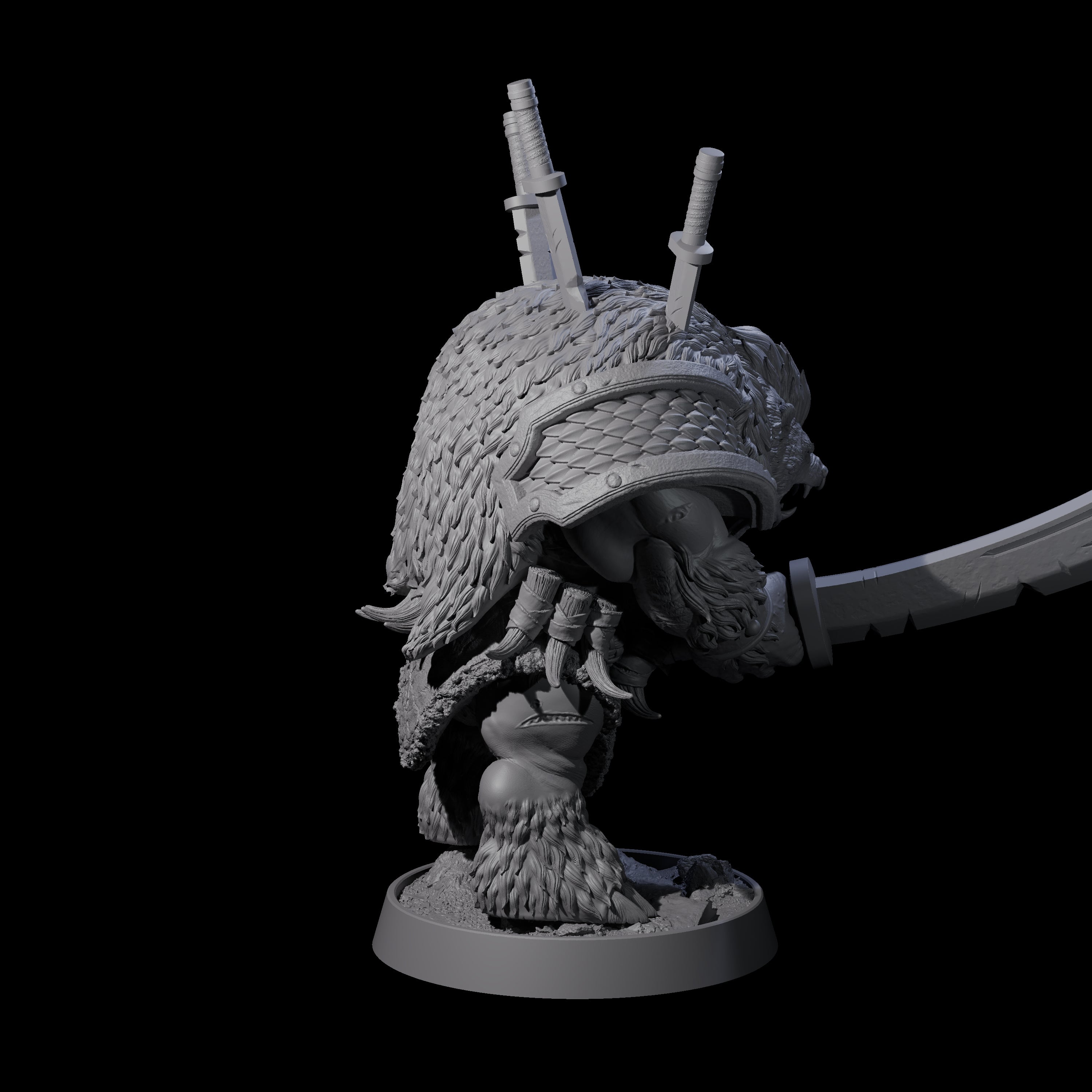 Hulking Ursine Barbarian D Miniature for Dungeons and Dragons, Pathfinder or other TTRPGs