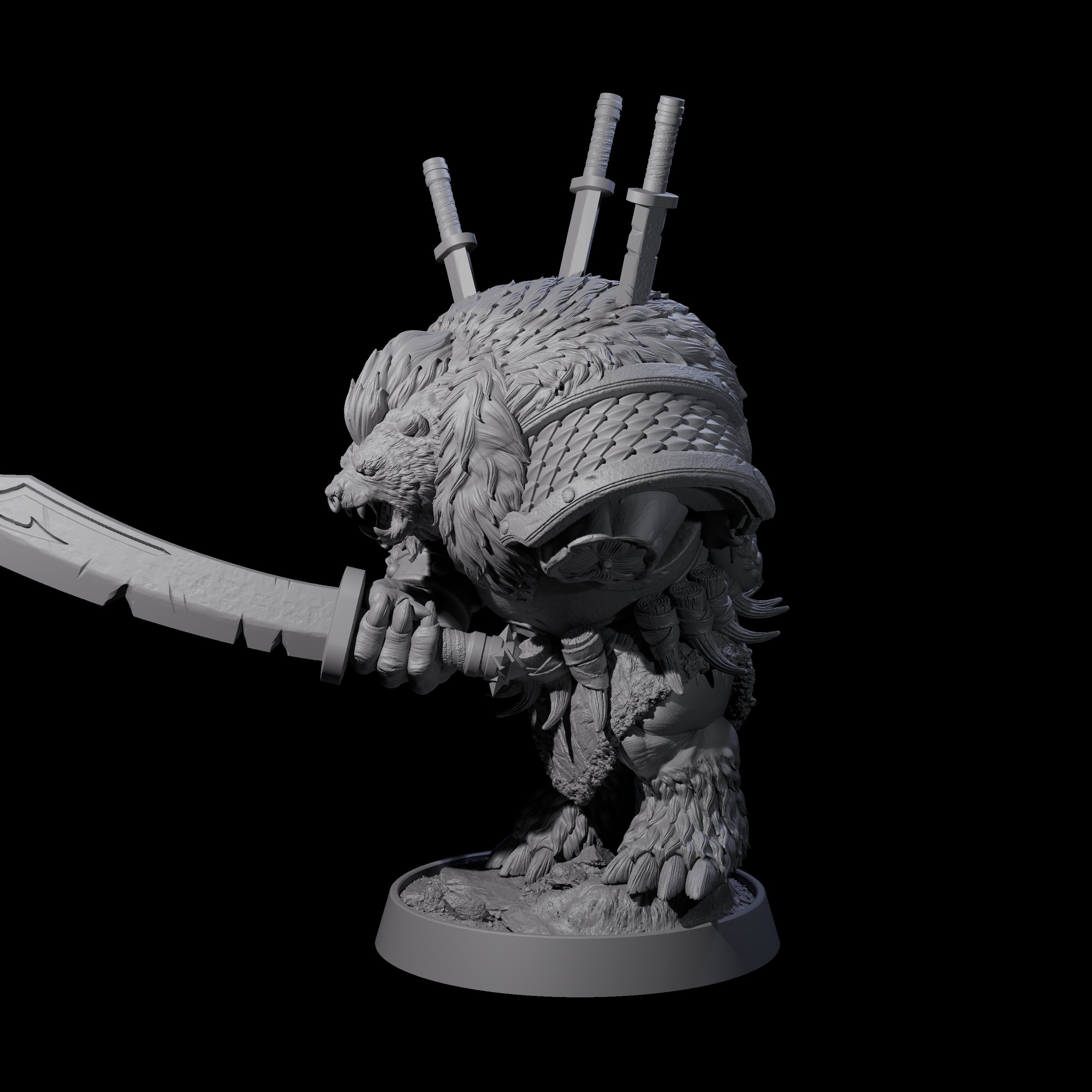 Hulking Ursine Barbarian D Miniature for Dungeons and Dragons, Pathfinder or other TTRPGs