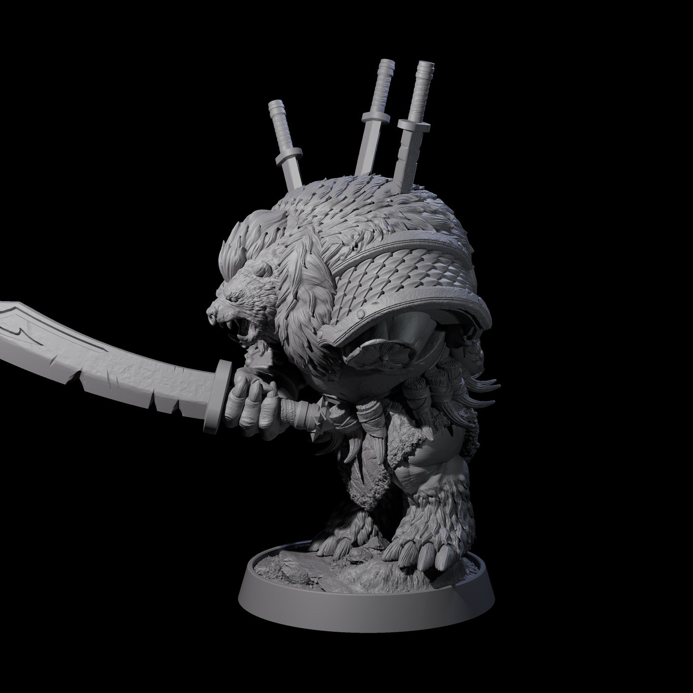 Hulking Ursine Barbarian D Miniature for Dungeons and Dragons, Pathfinder or other TTRPGs
