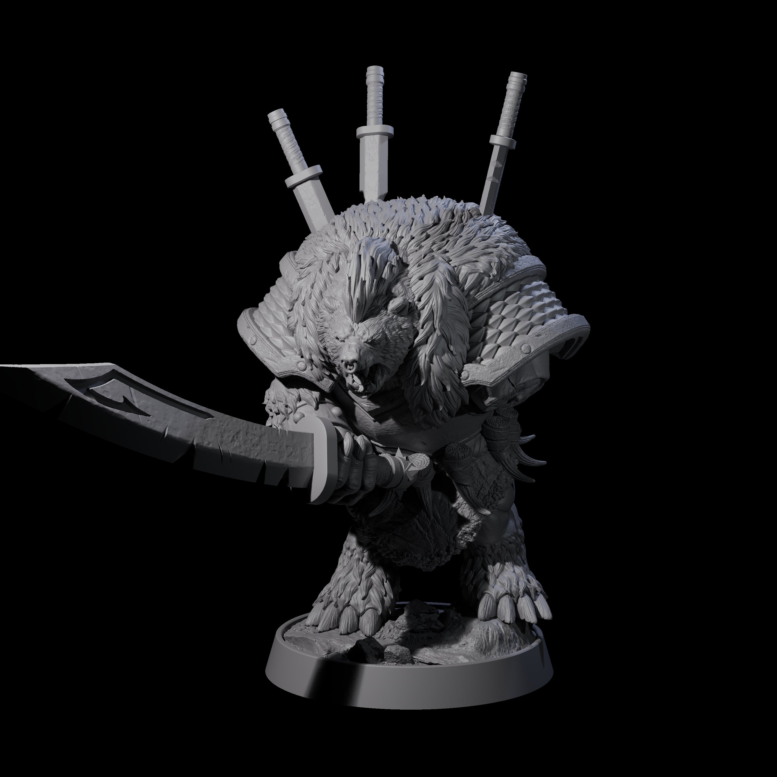 Hulking Ursine Barbarian D Miniature for Dungeons and Dragons, Pathfinder or other TTRPGs