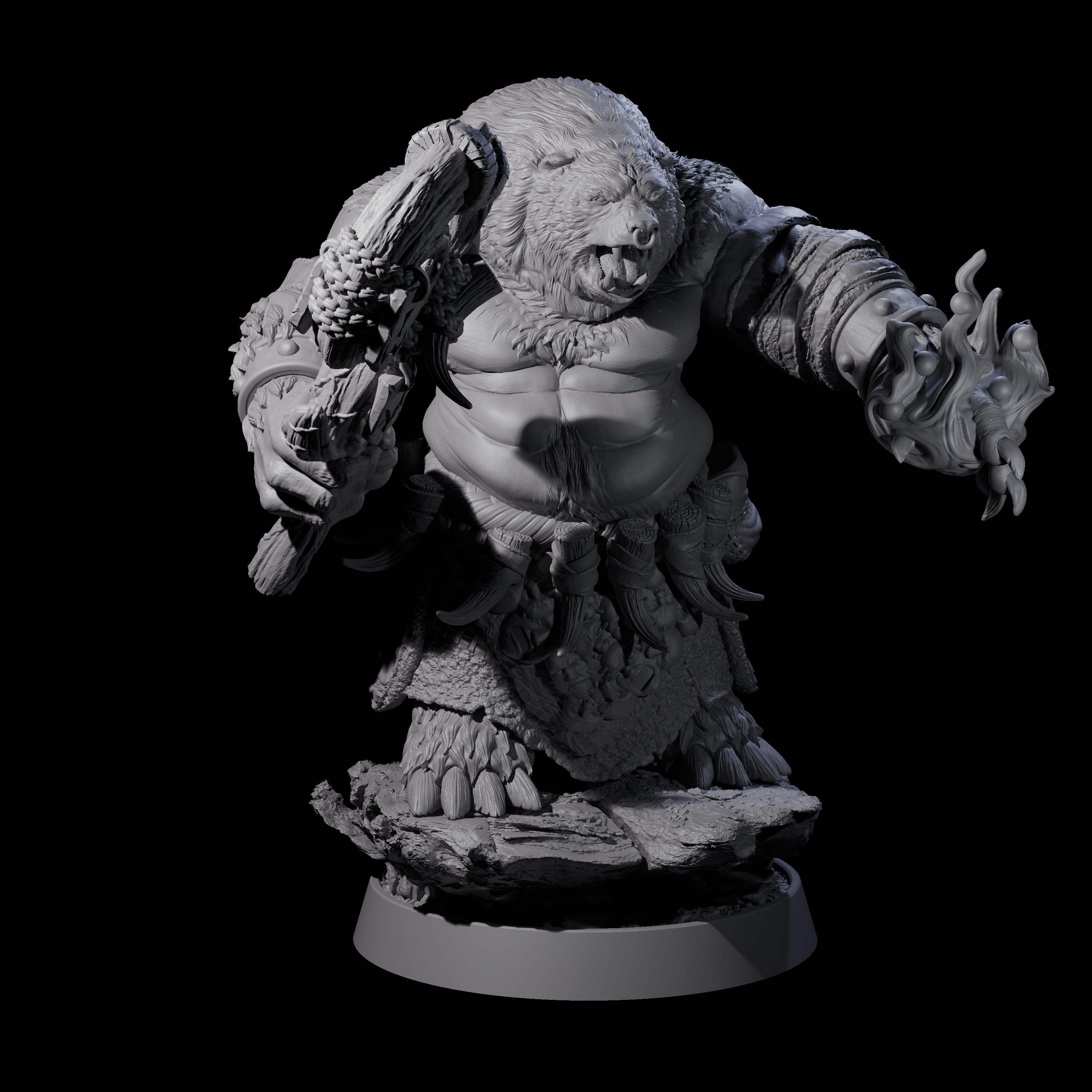 Hulking Ursine Barbarian E Miniature for Dungeons and Dragons, Pathfinder or other TTRPGs
