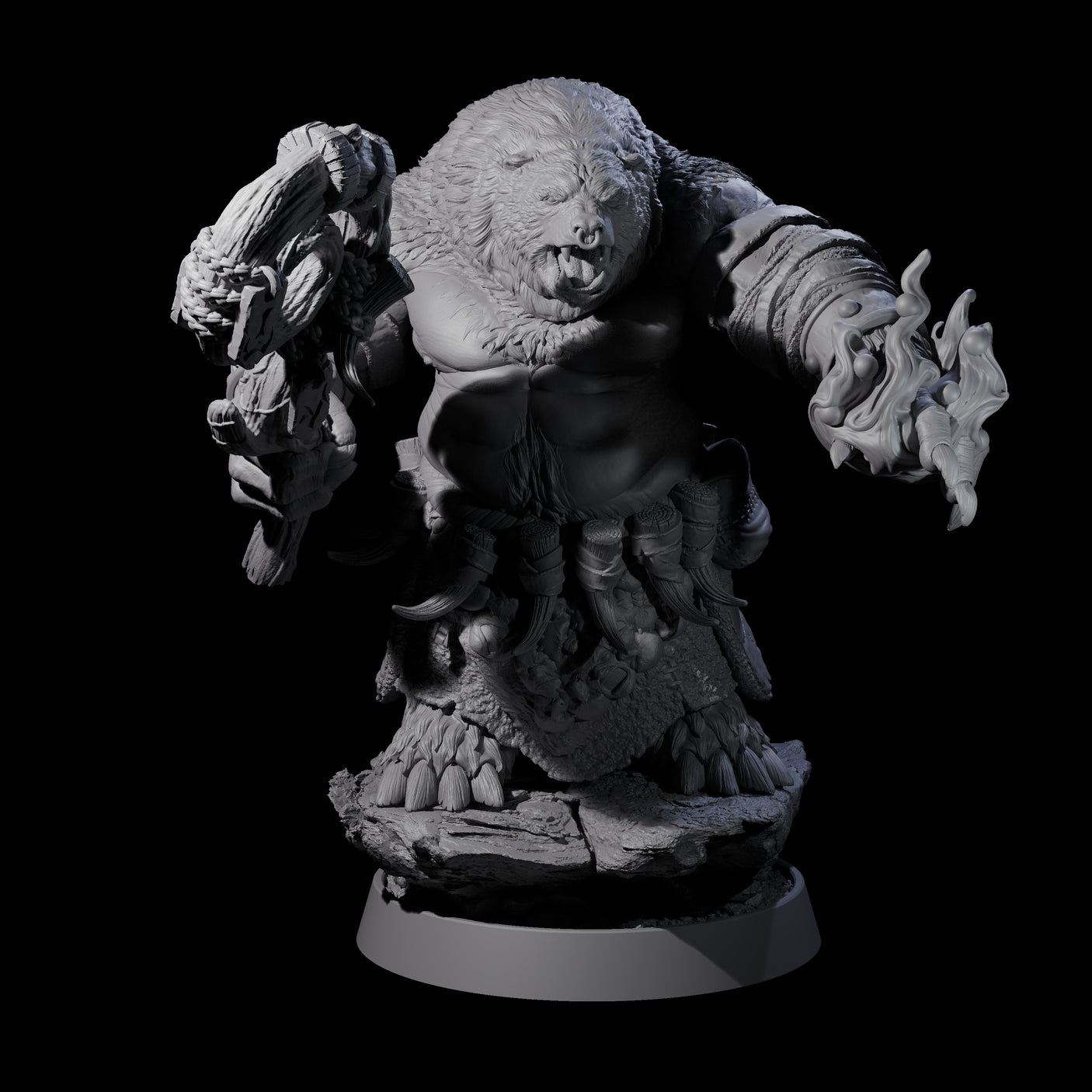 Hulking Ursine Barbarian E Miniature for Dungeons and Dragons, Pathfinder or other TTRPGs