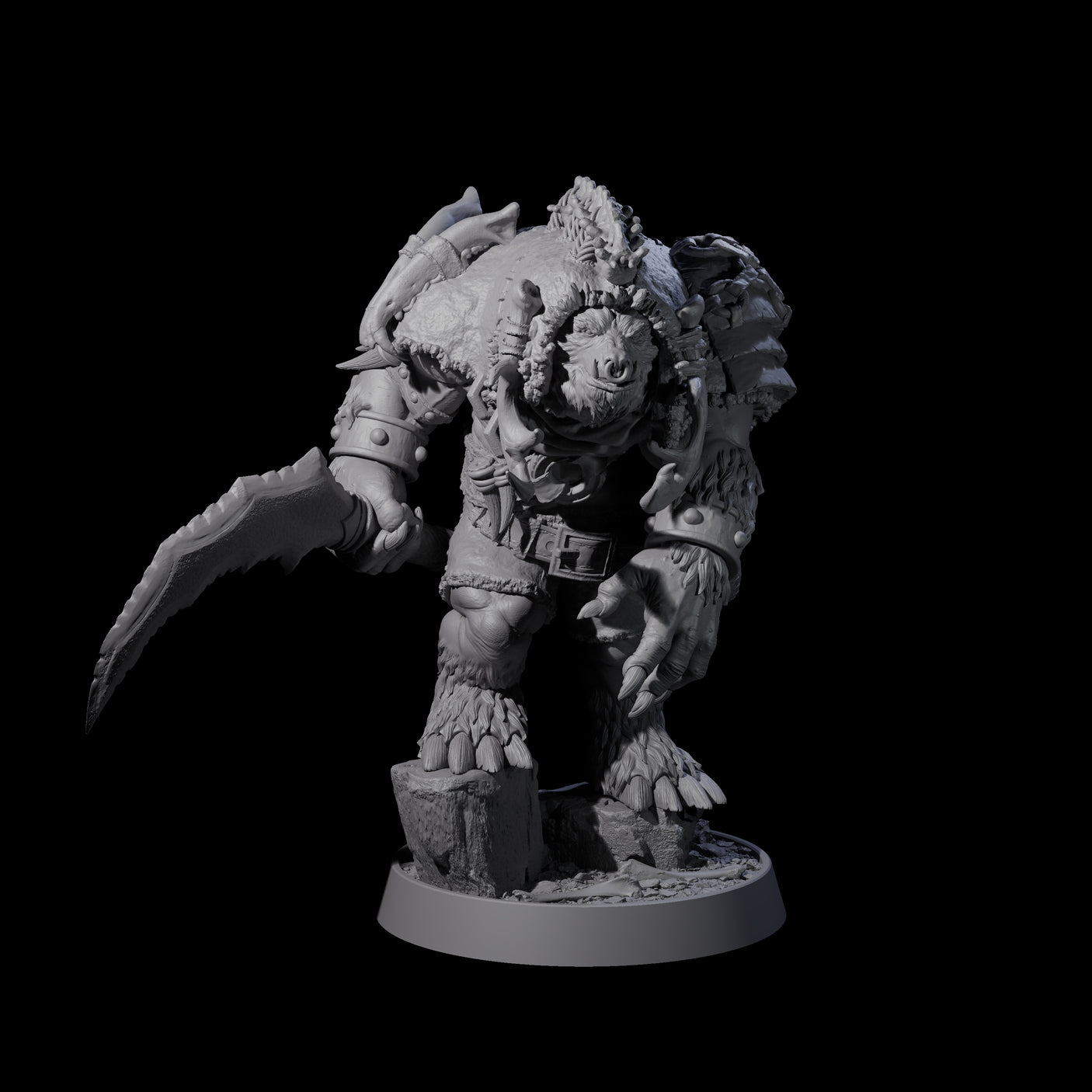 Hulking Ursine Barbarian G Miniature for Dungeons and Dragons, Pathfinder or other TTRPGs