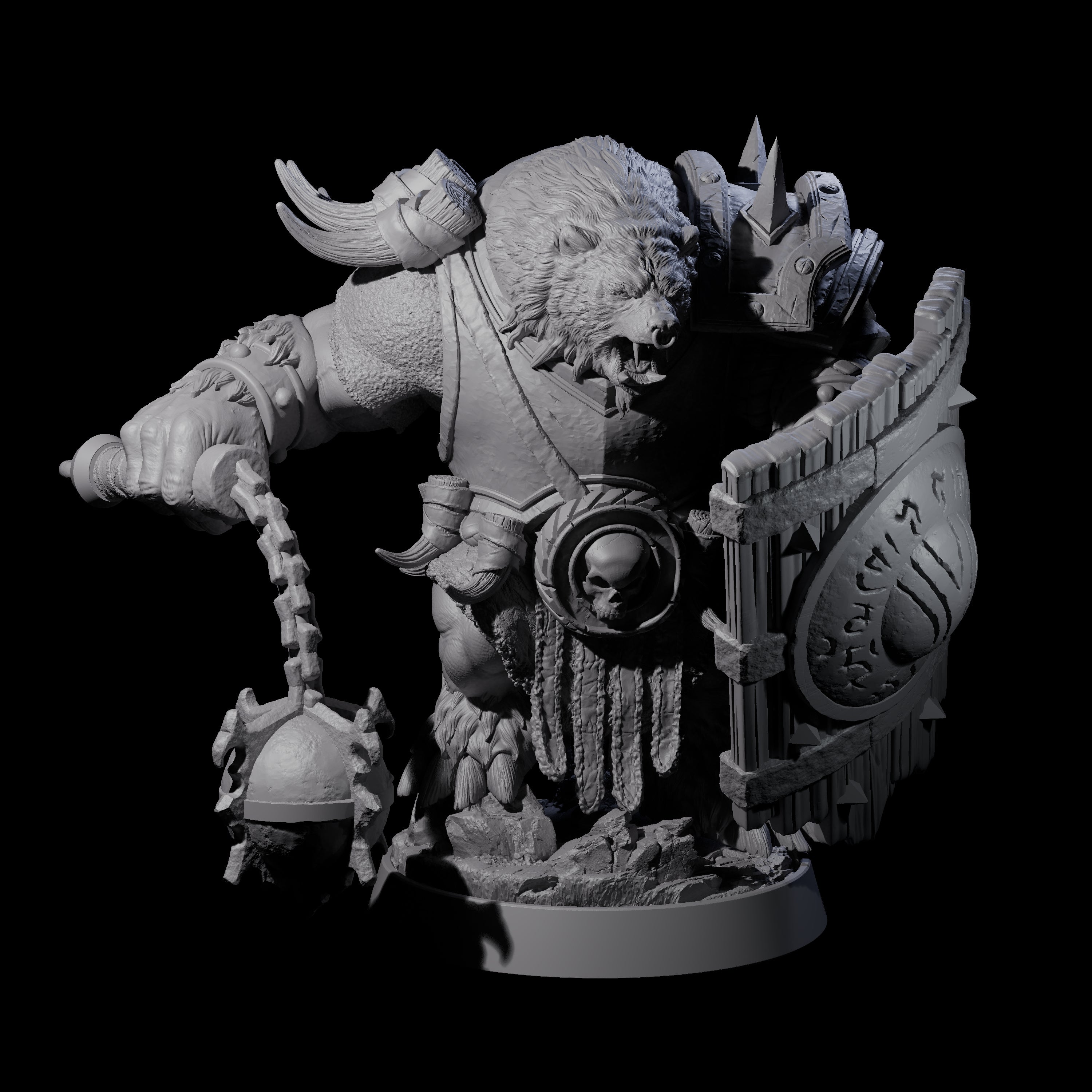 Hulking Ursine Barbarian H Miniature for Dungeons and Dragons, Pathfinder or other TTRPGs