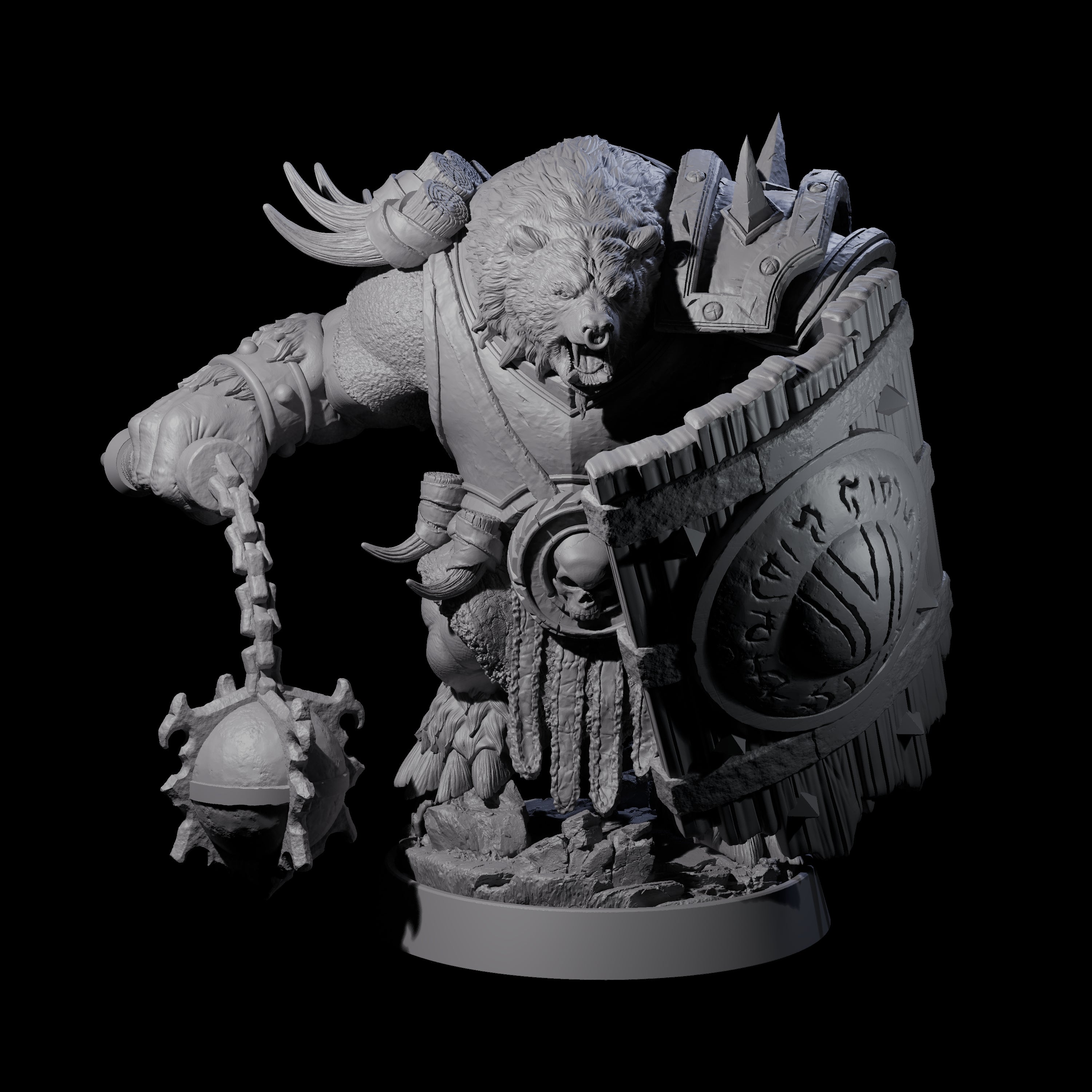 Hulking Ursine Barbarian H Miniature for Dungeons and Dragons, Pathfinder or other TTRPGs