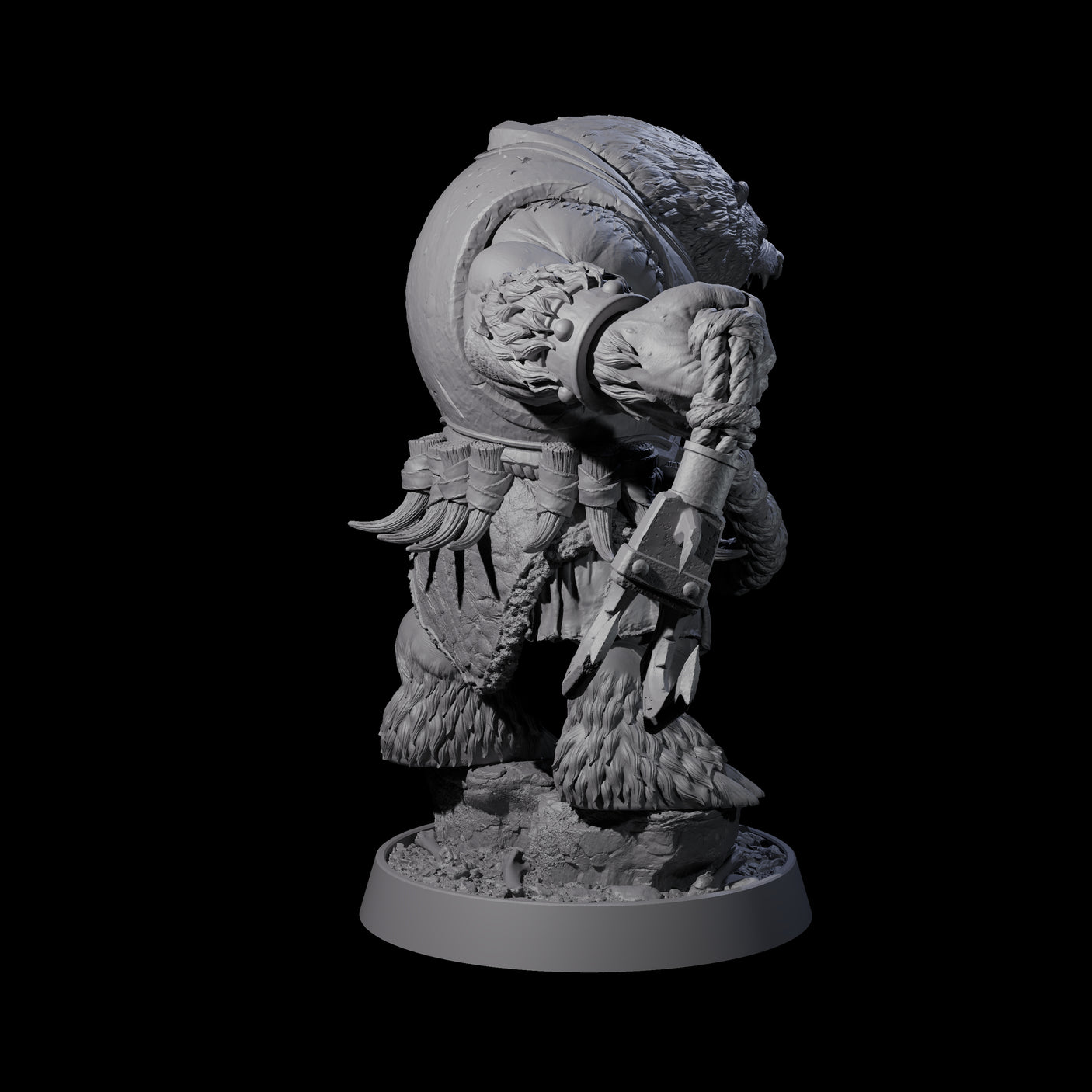Hulking Ursine Barbarian I Miniature for Dungeons and Dragons, Pathfinder or other TTRPGs