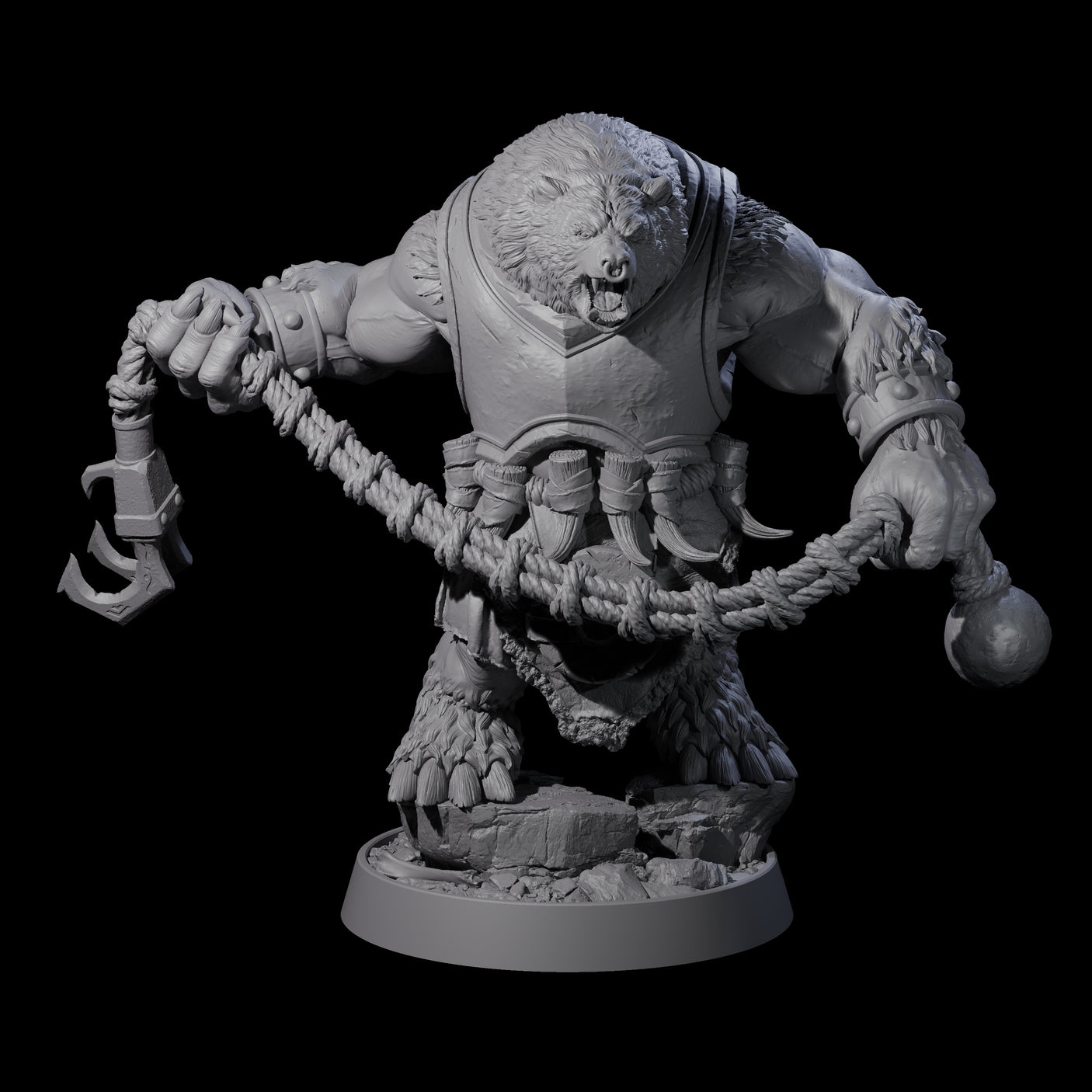 Hulking Ursine Barbarian I Miniature for Dungeons and Dragons, Pathfinder or other TTRPGs