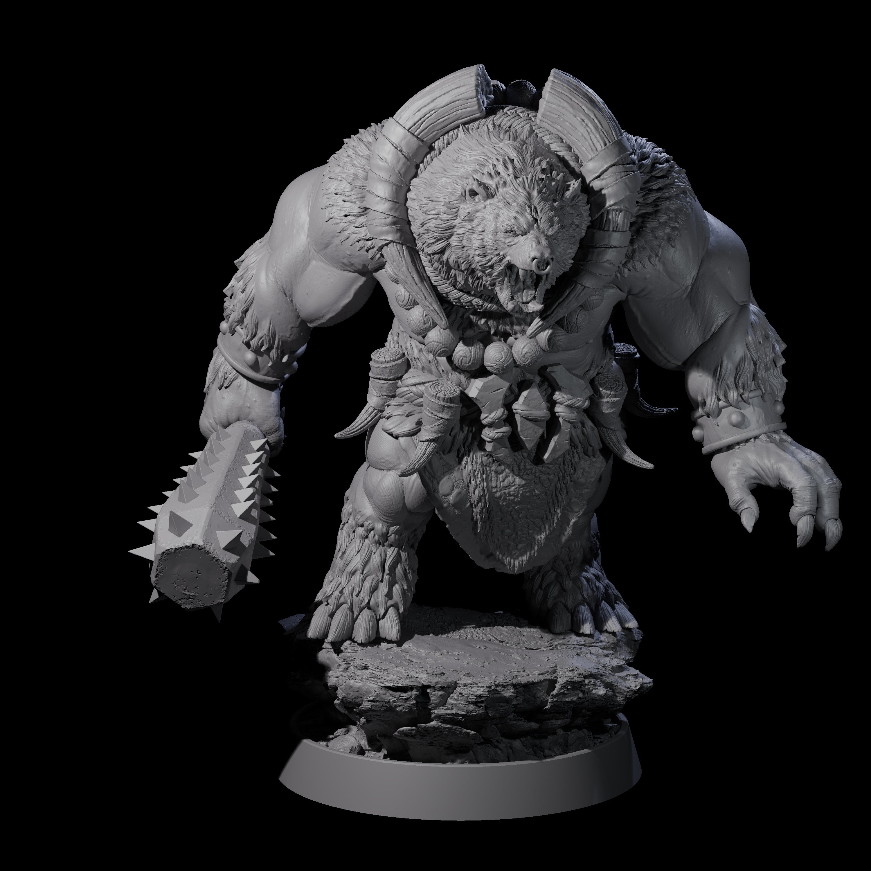 Hulking Ursine Barbarian J Miniature for Dungeons and Dragons, Pathfinder or other TTRPGs