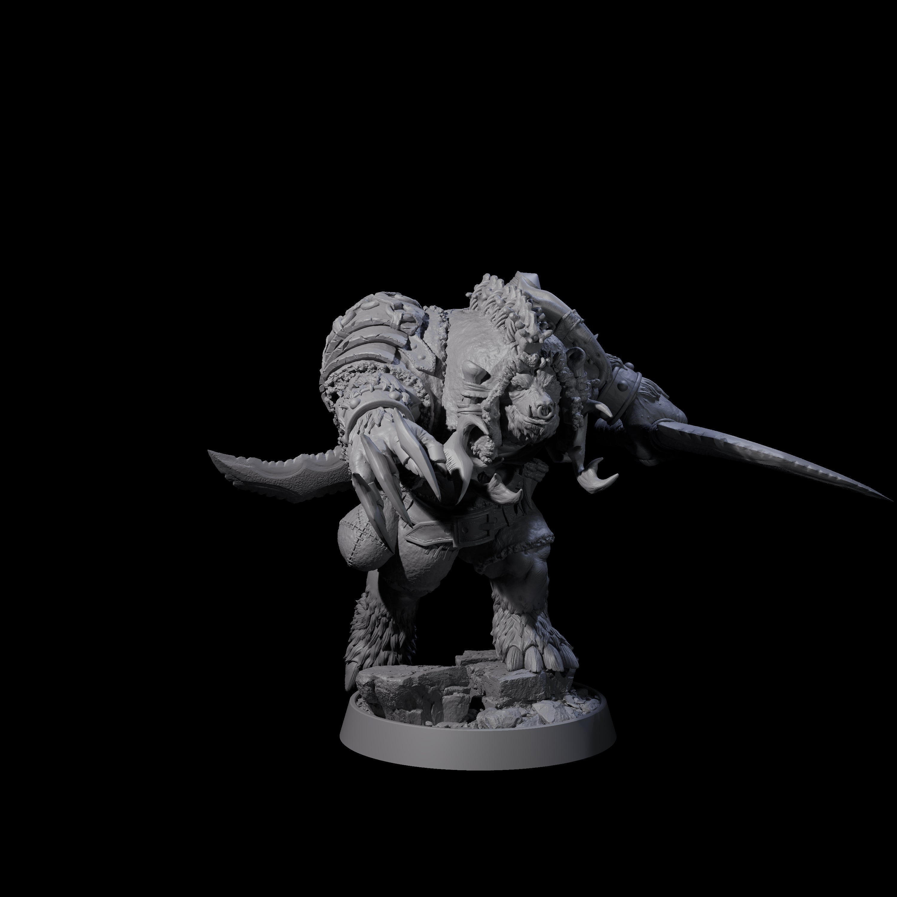 Hulking Ursine Barbarian K Miniature for Dungeons and Dragons, Pathfinder or other TTRPGs