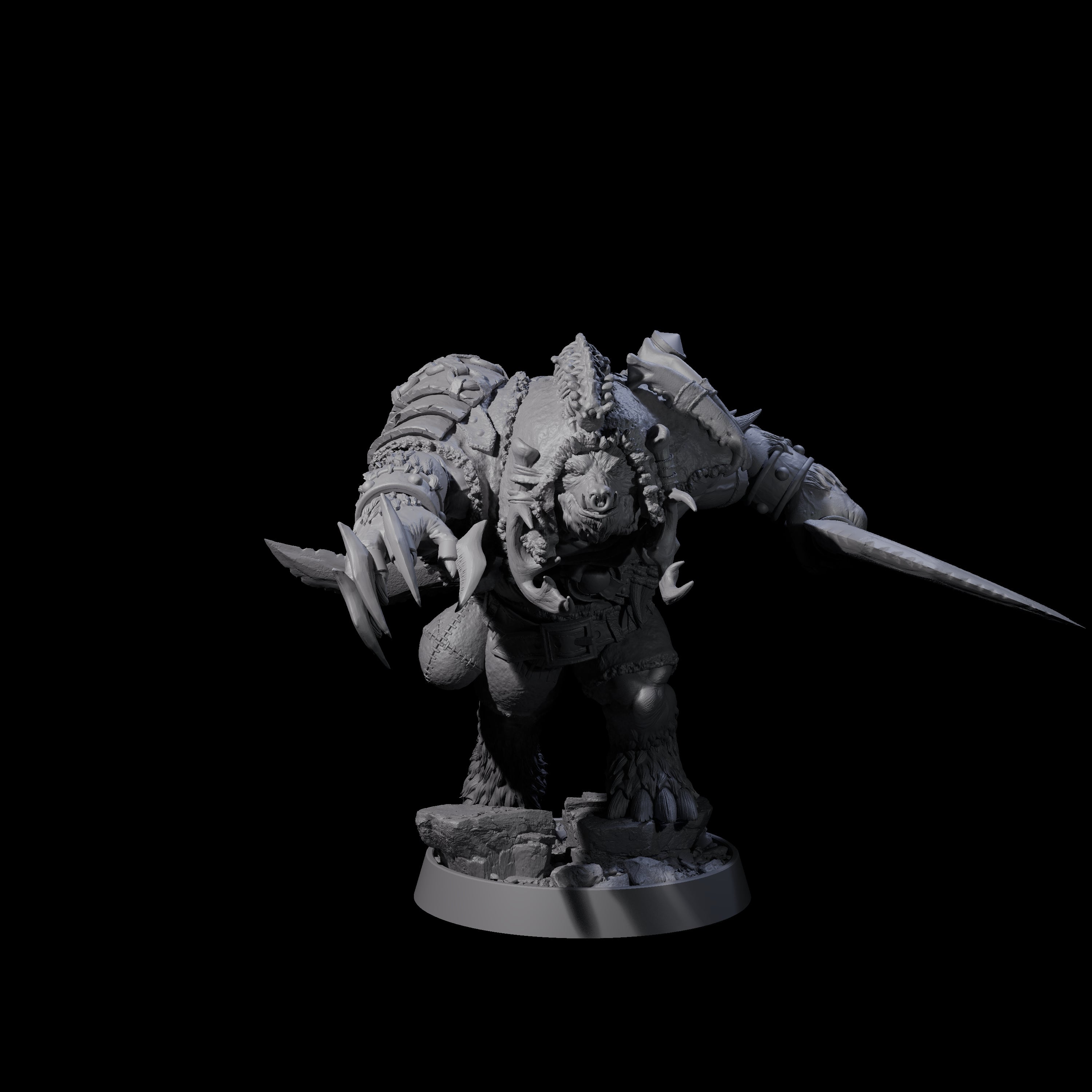 Hulking Ursine Barbarian K Miniature for Dungeons and Dragons, Pathfinder or other TTRPGs