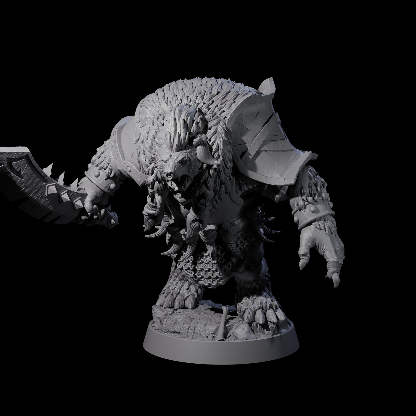 Hulking Ursine Barbarian M Miniature for Dungeons and Dragons, Pathfinder or other TTRPGs