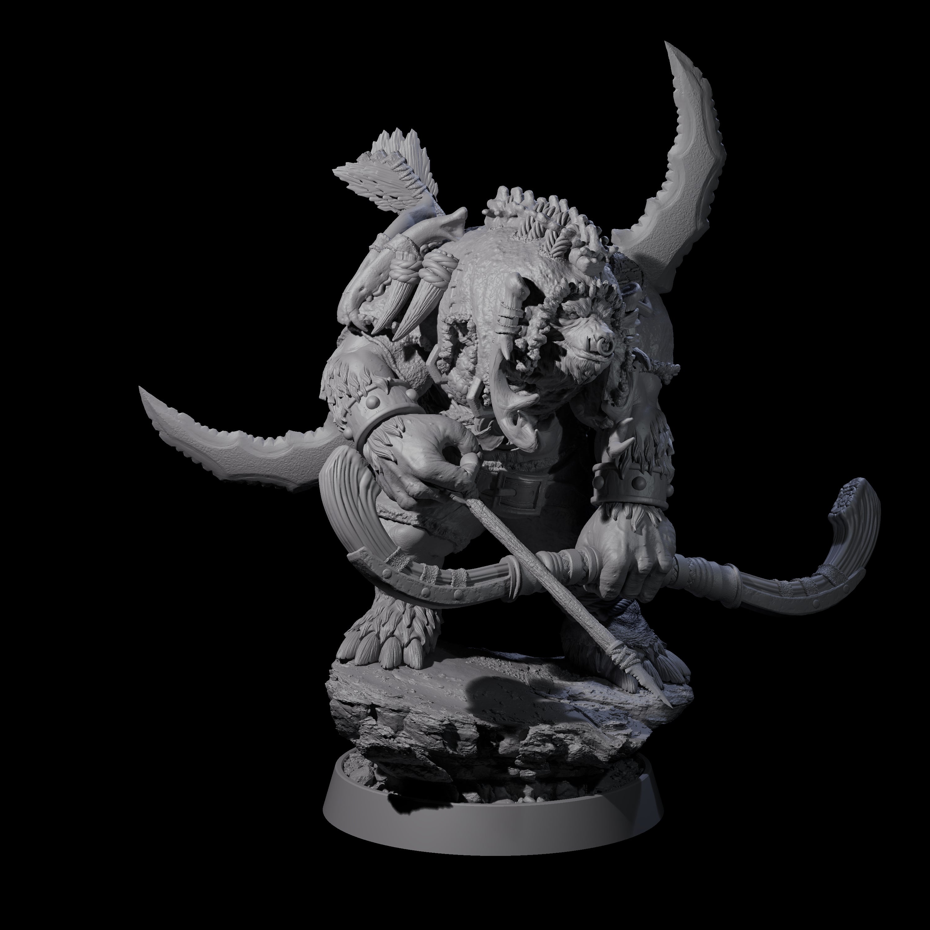 Hulking Ursine Barbarian N Miniature for Dungeons and Dragons, Pathfinder or other TTRPGs