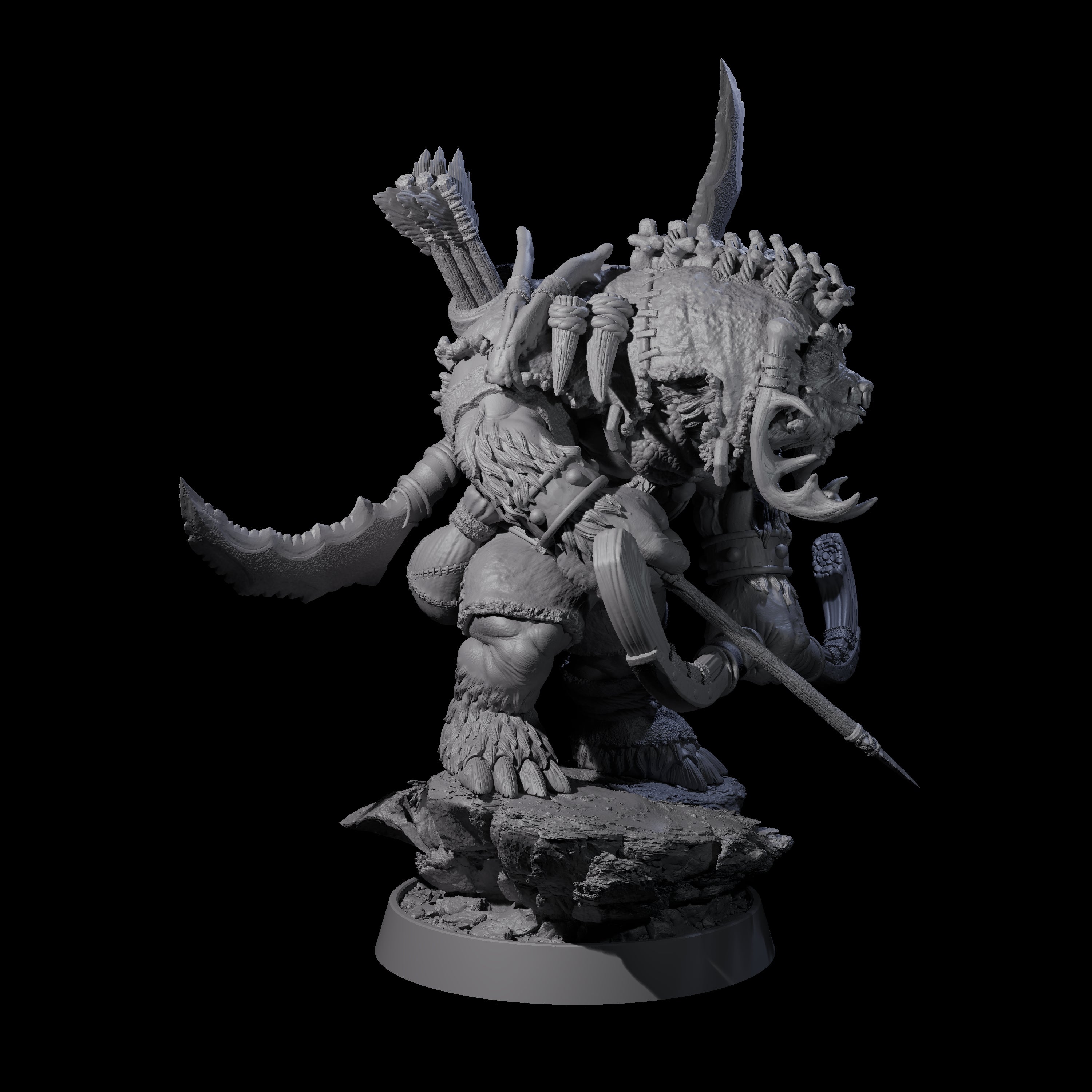 Hulking Ursine Barbarian N Miniature for Dungeons and Dragons, Pathfinder or other TTRPGs