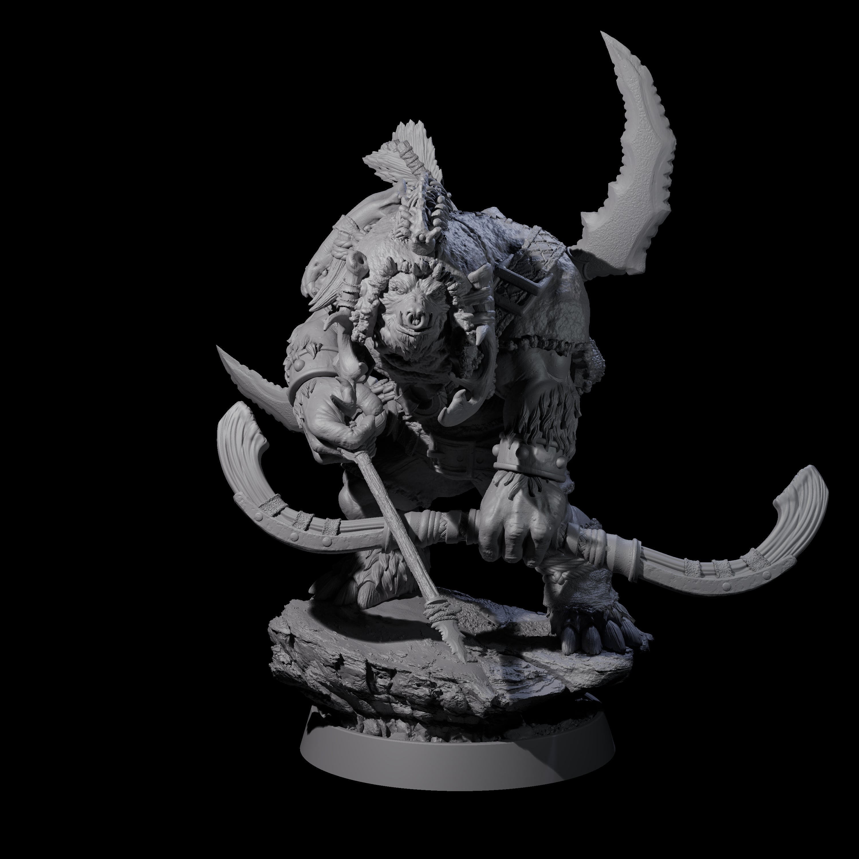 Hulking Ursine Barbarian N Miniature for Dungeons and Dragons, Pathfinder or other TTRPGs