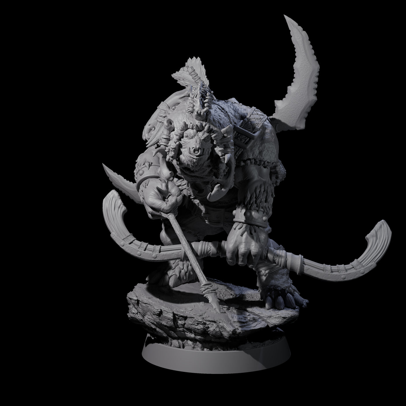 Hulking Ursine Barbarian N Miniature for Dungeons and Dragons, Pathfinder or other TTRPGs