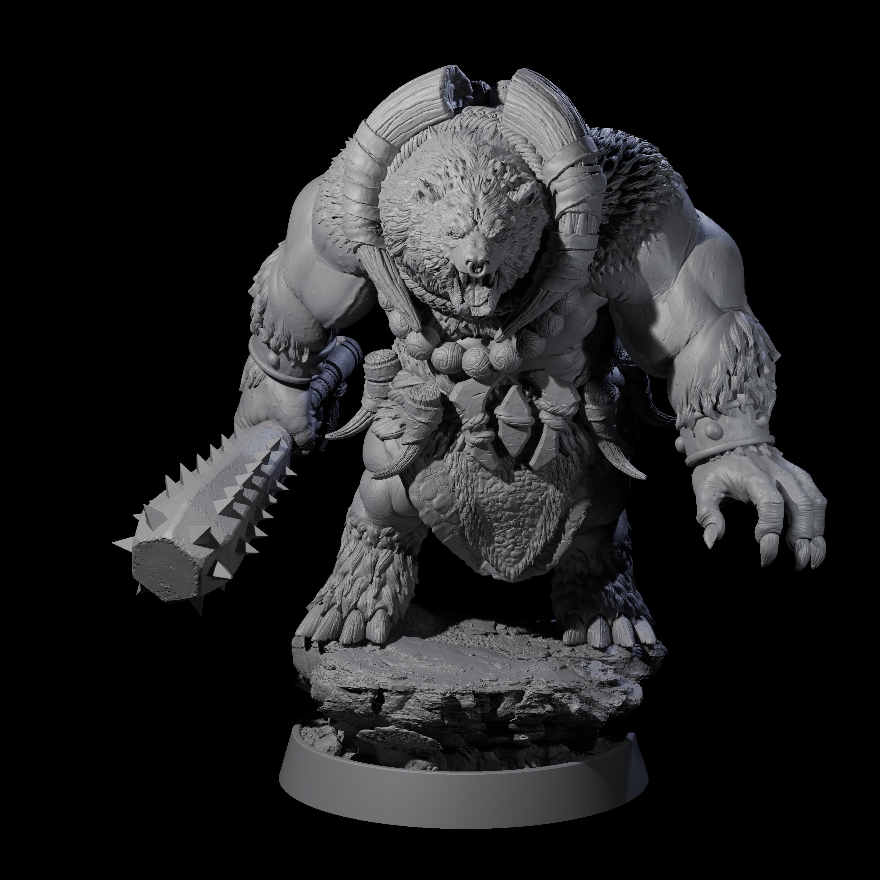Hulking Ursine Barbarians Miniature for Dungeons and Dragons, Pathfinder or other TTRPGs