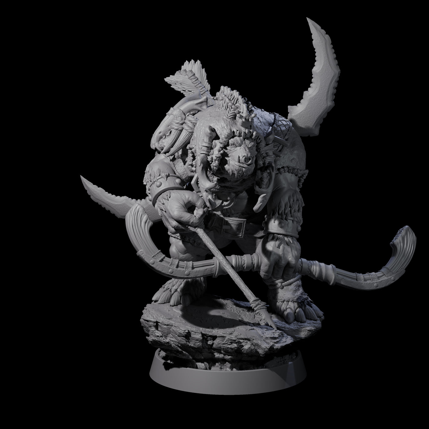 Hulking Ursine Barbarians Miniature for Dungeons and Dragons, Pathfinder or other TTRPGs