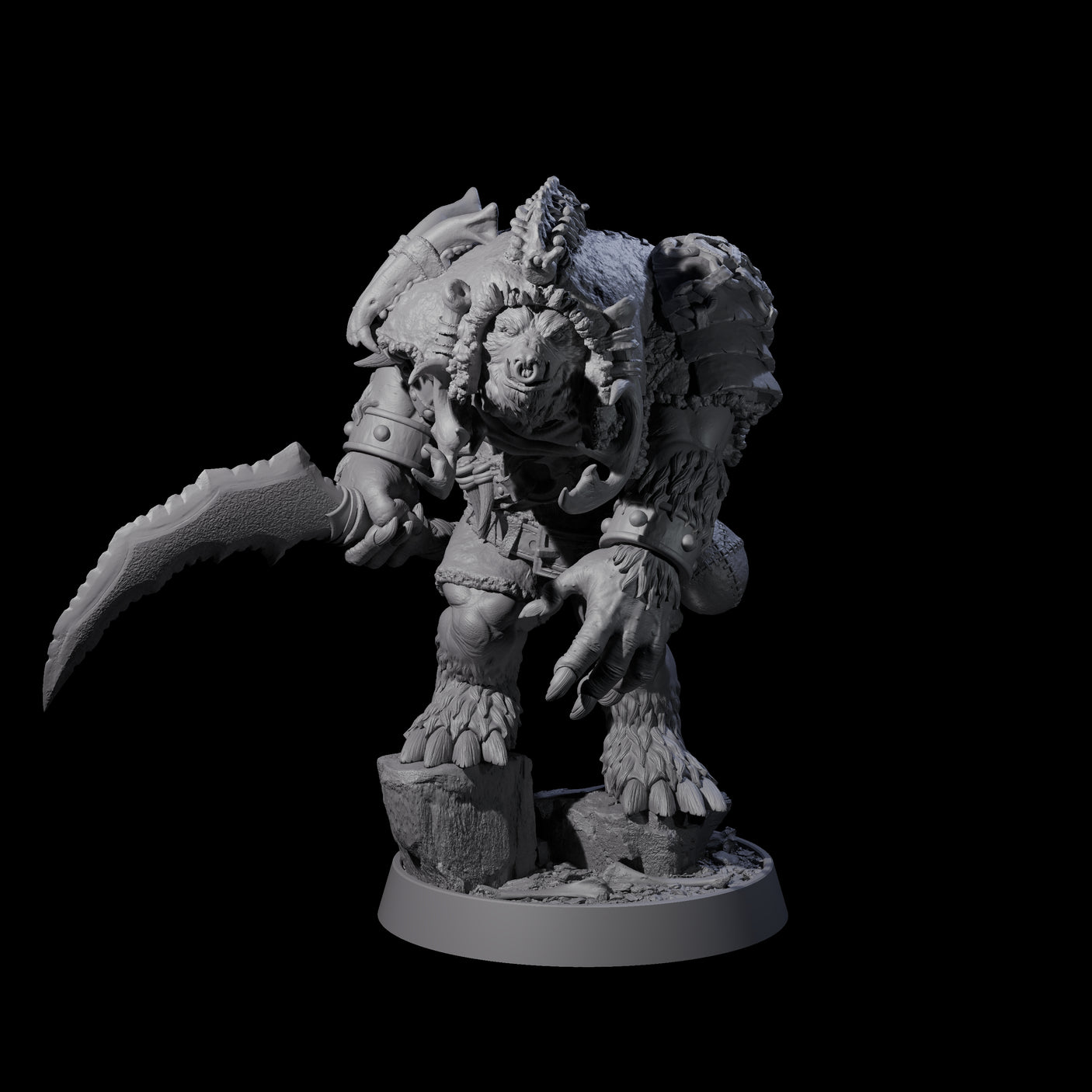 Hulking Ursine Barbarians Miniature for Dungeons and Dragons, Pathfinder or other TTRPGs