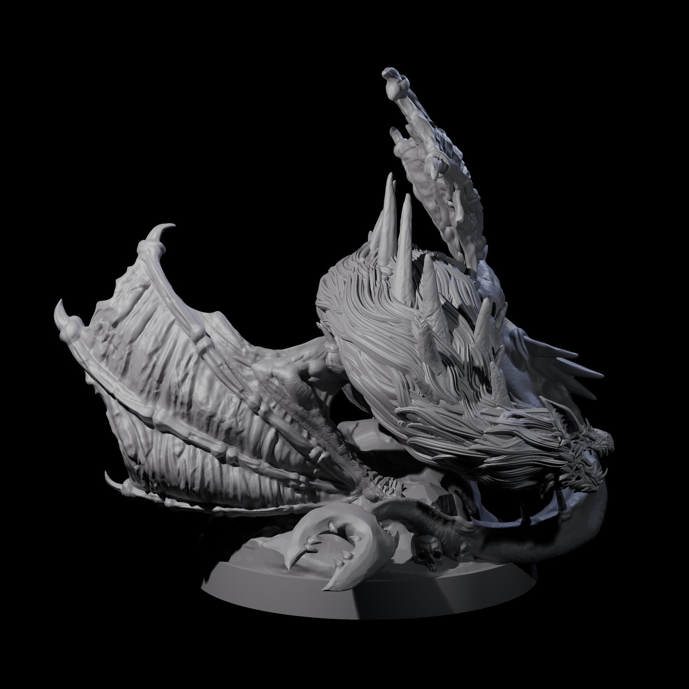 Hunched Young Black Dragon A Miniature for Dungeons and Dragons, Pathfinder or other TTRPGs