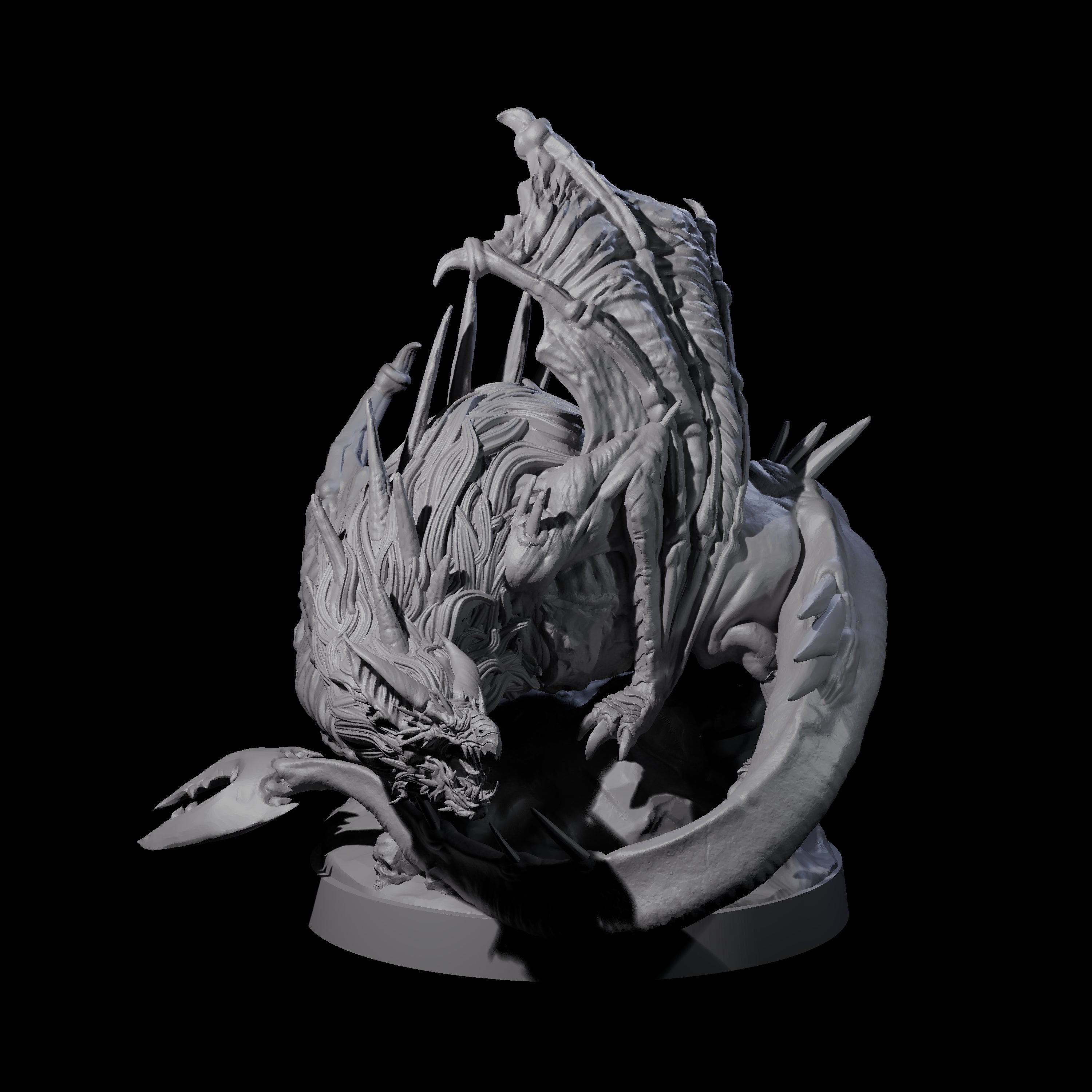 Hunched Young Black Dragon A Miniature for Dungeons and Dragons, Pathfinder or other TTRPGs