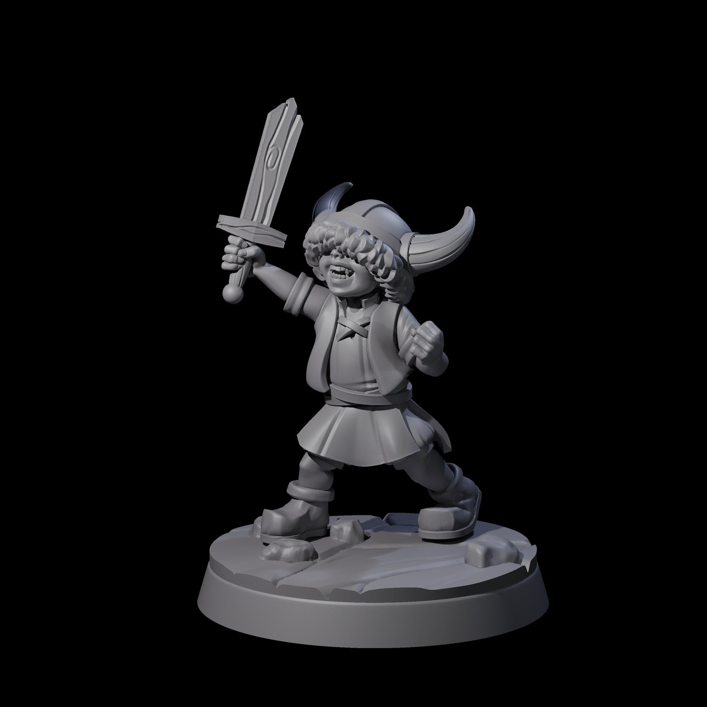 Indomitable Viking Family Kid A Miniature for Dungeons and Dragons, Pathfinder or other TTRPGs