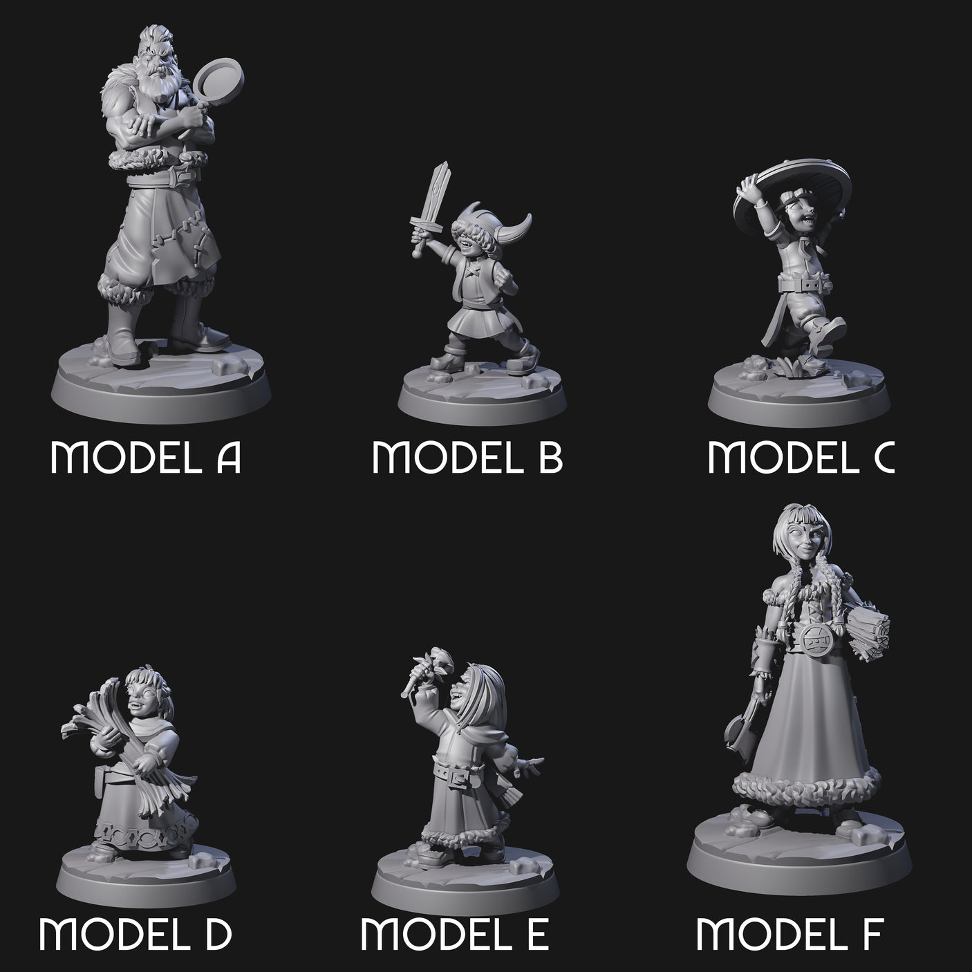 Indomitable Viking Family Miniature for Dungeons and Dragons, Pathfinder or other TTRPGs