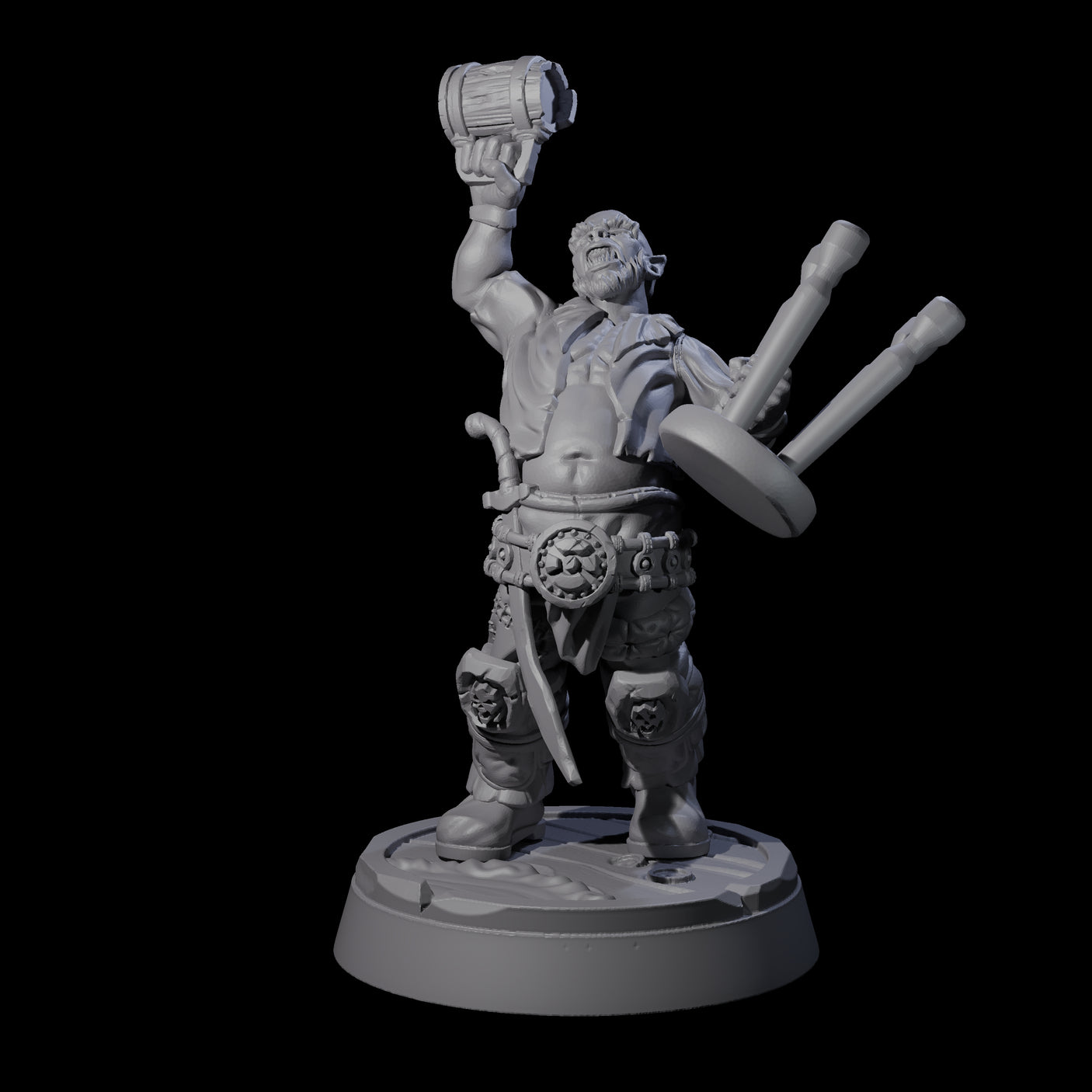 Inebriated Orc Reveler A Miniature for Dungeons and Dragons, Pathfinder or other TTRPGs
