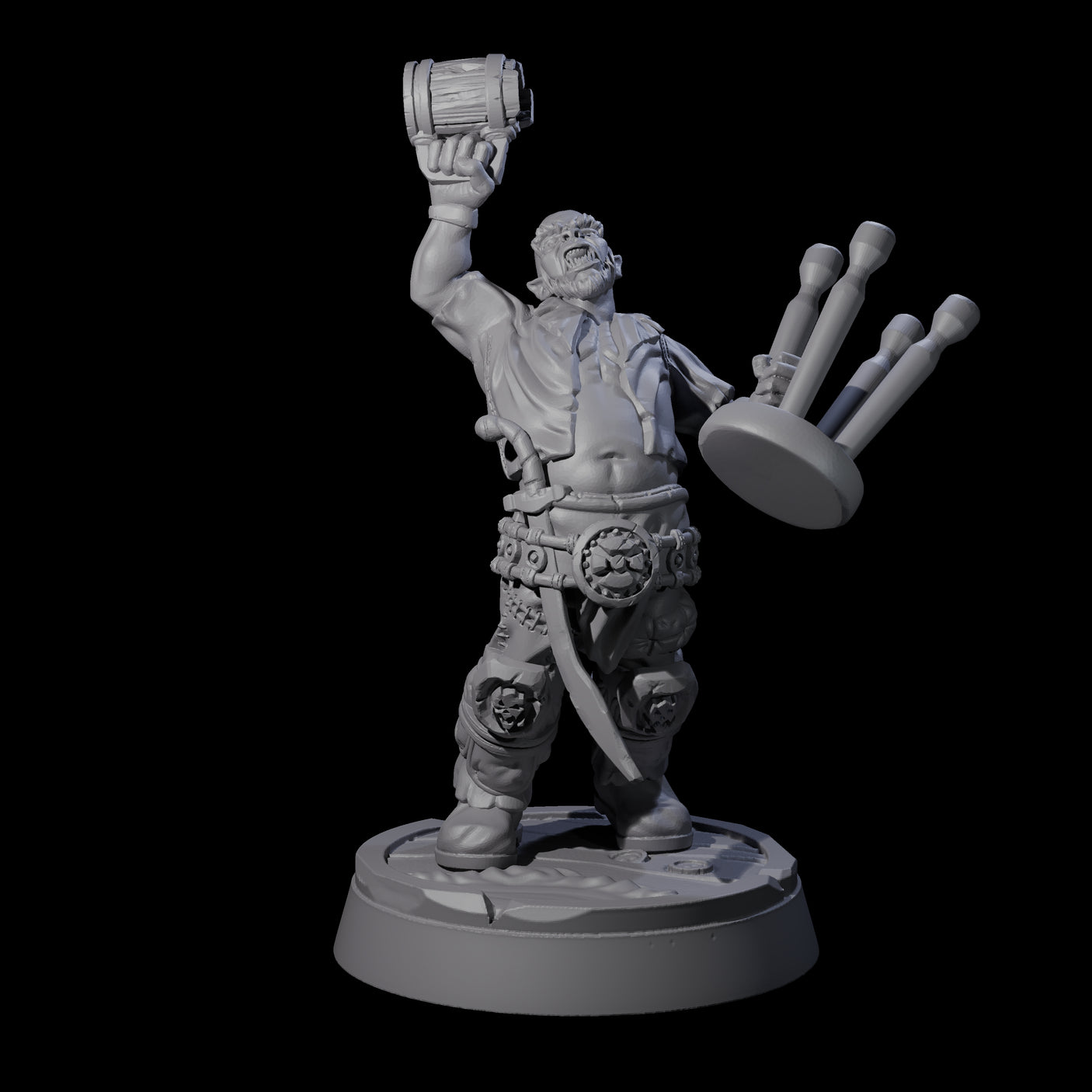 Inebriated Orc Reveler A Miniature for Dungeons and Dragons, Pathfinder or other TTRPGs