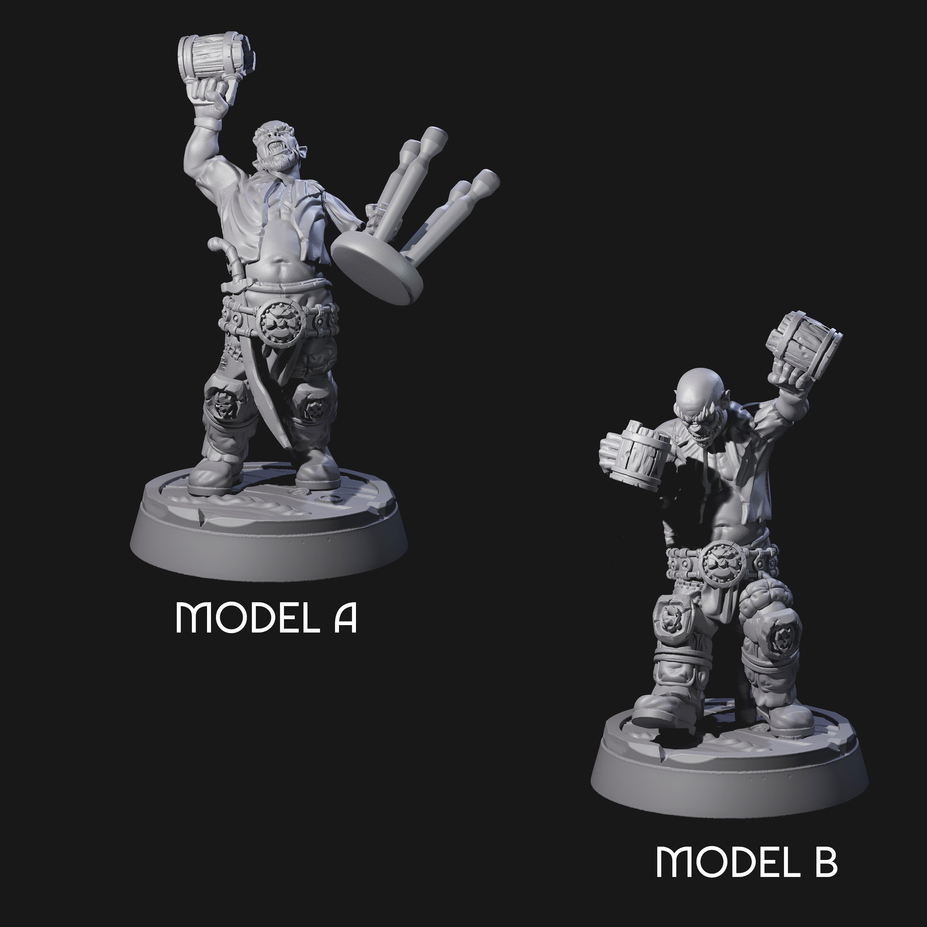 Inebriated Orc Revelers Miniature for Dungeons and Dragons, Pathfinder or other TTRPGs