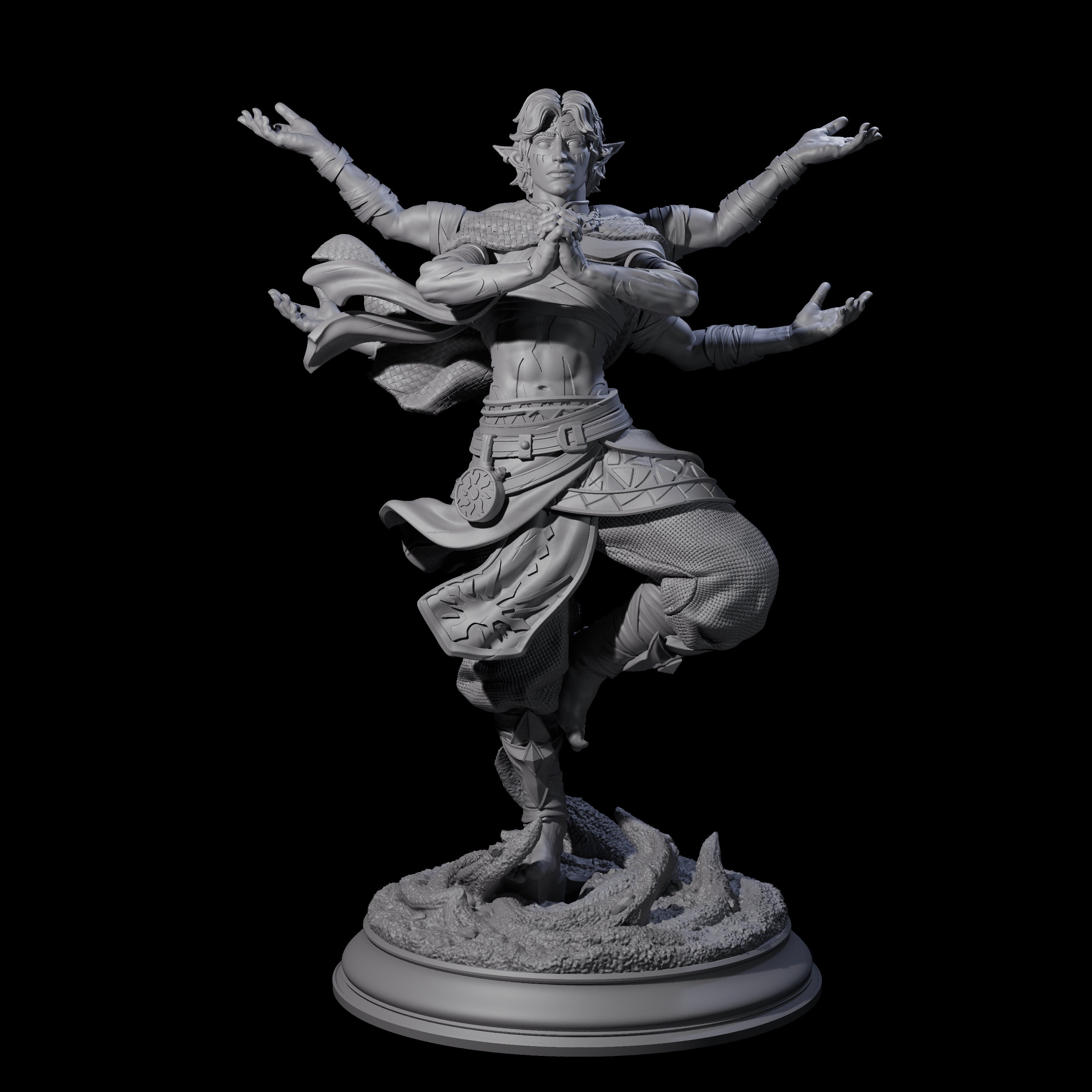 Inner Zen Elf Monk Miniature for Dungeons and Dragons, Pathfinder or other TTRPGs