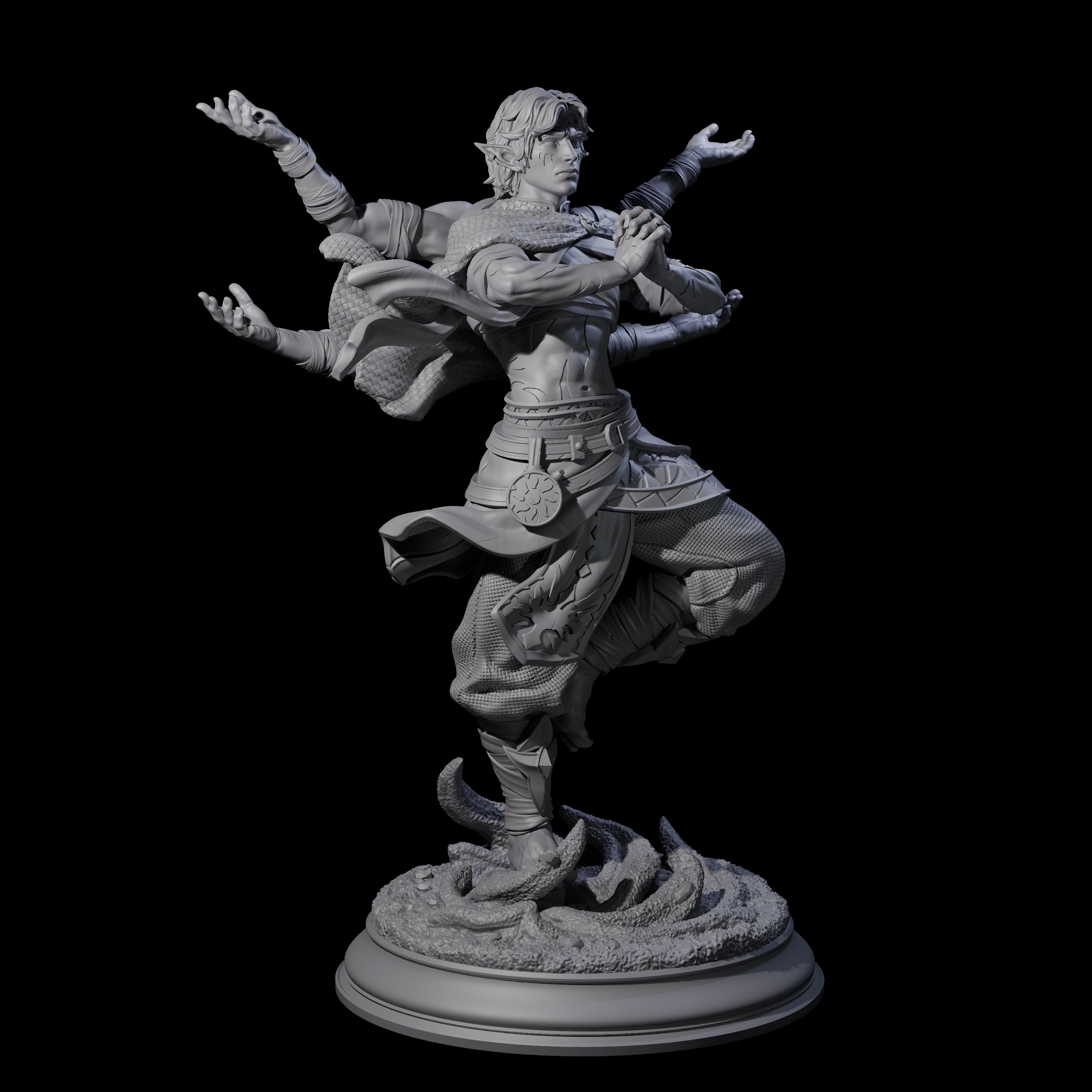 Inner Zen Elf Monk Miniature for Dungeons and Dragons, Pathfinder or other TTRPGs
