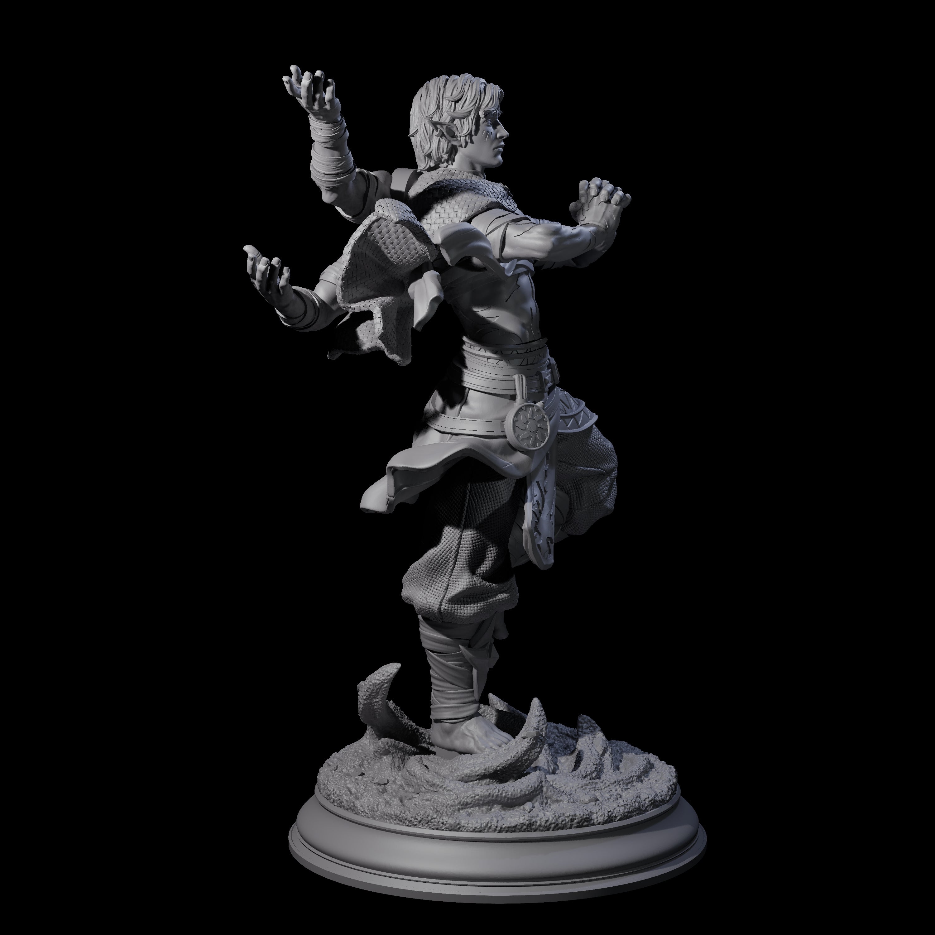 Inner Zen Elf Monk Miniature for Dungeons and Dragons, Pathfinder or other TTRPGs