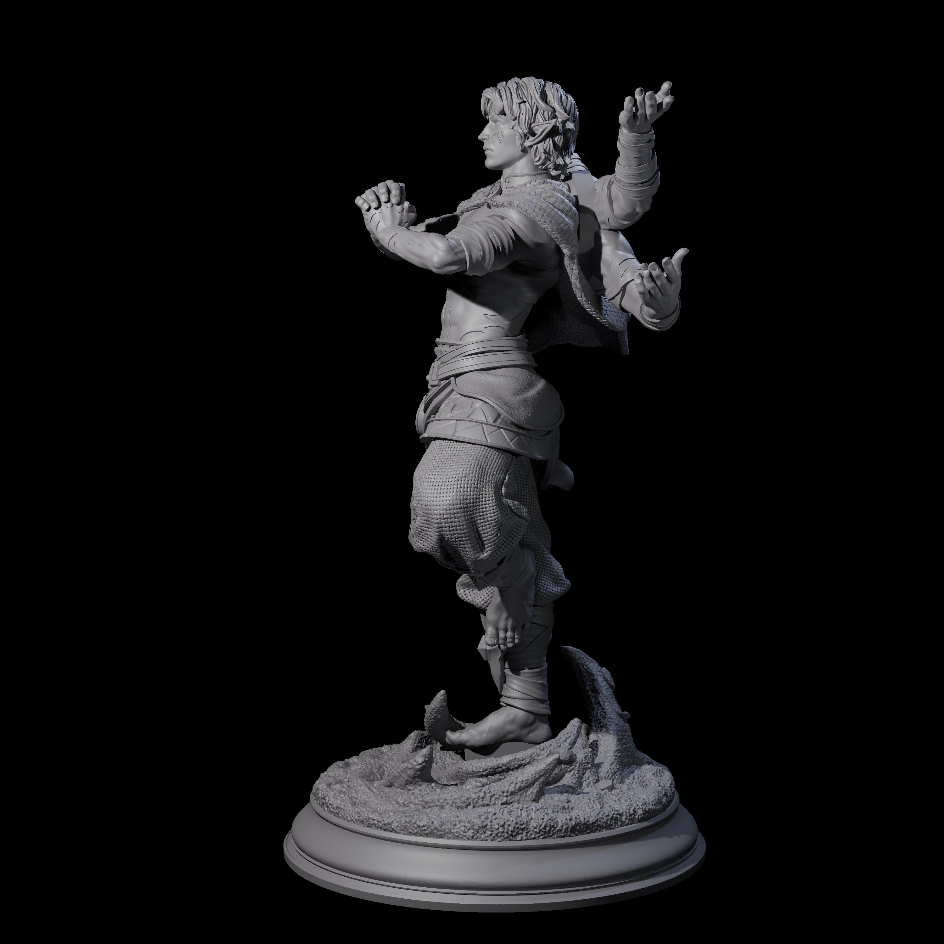Inner Zen Elf Monk Miniature for Dungeons and Dragons, Pathfinder or other TTRPGs