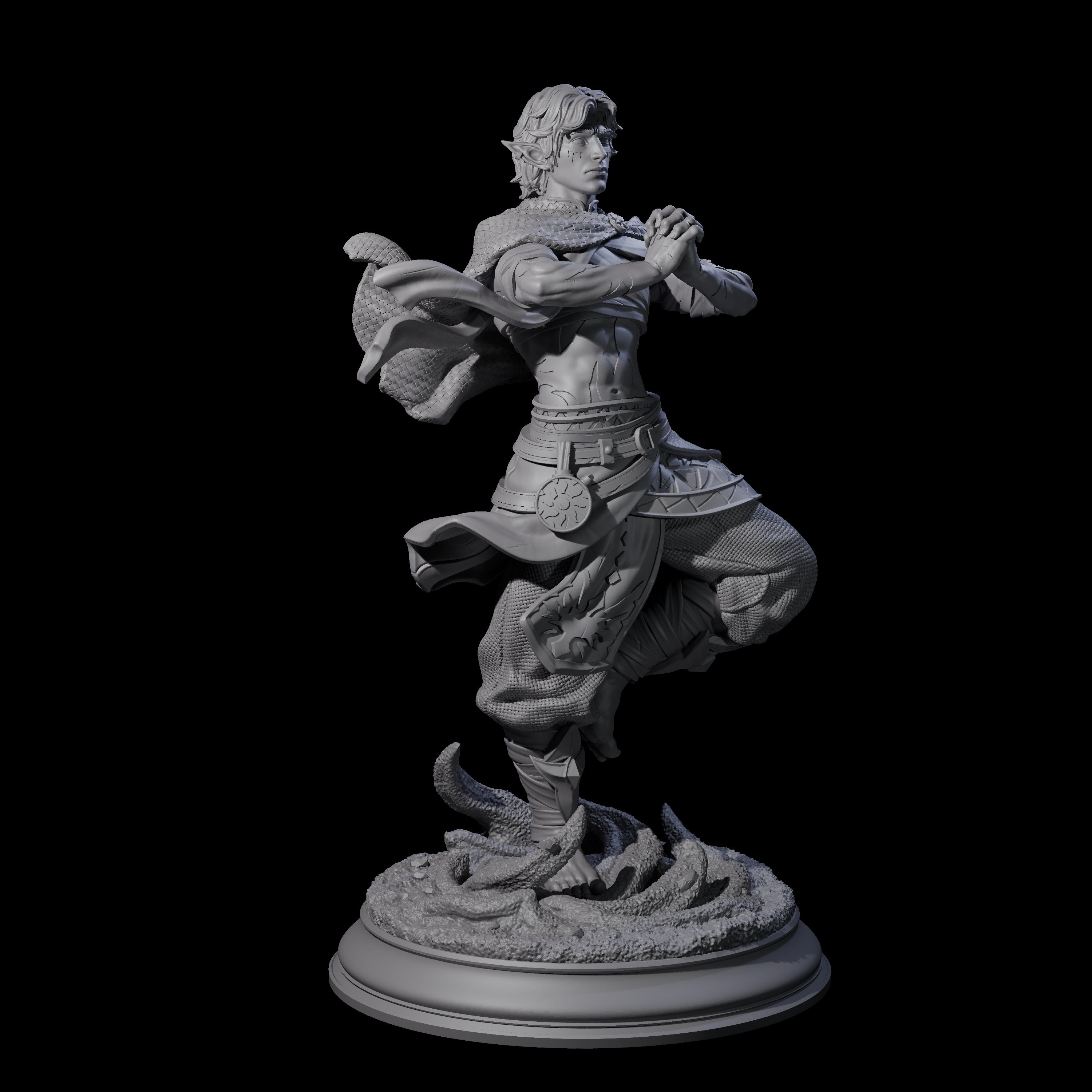Inner Zen Elf Monk Miniature for Dungeons and Dragons, Pathfinder or other TTRPGs