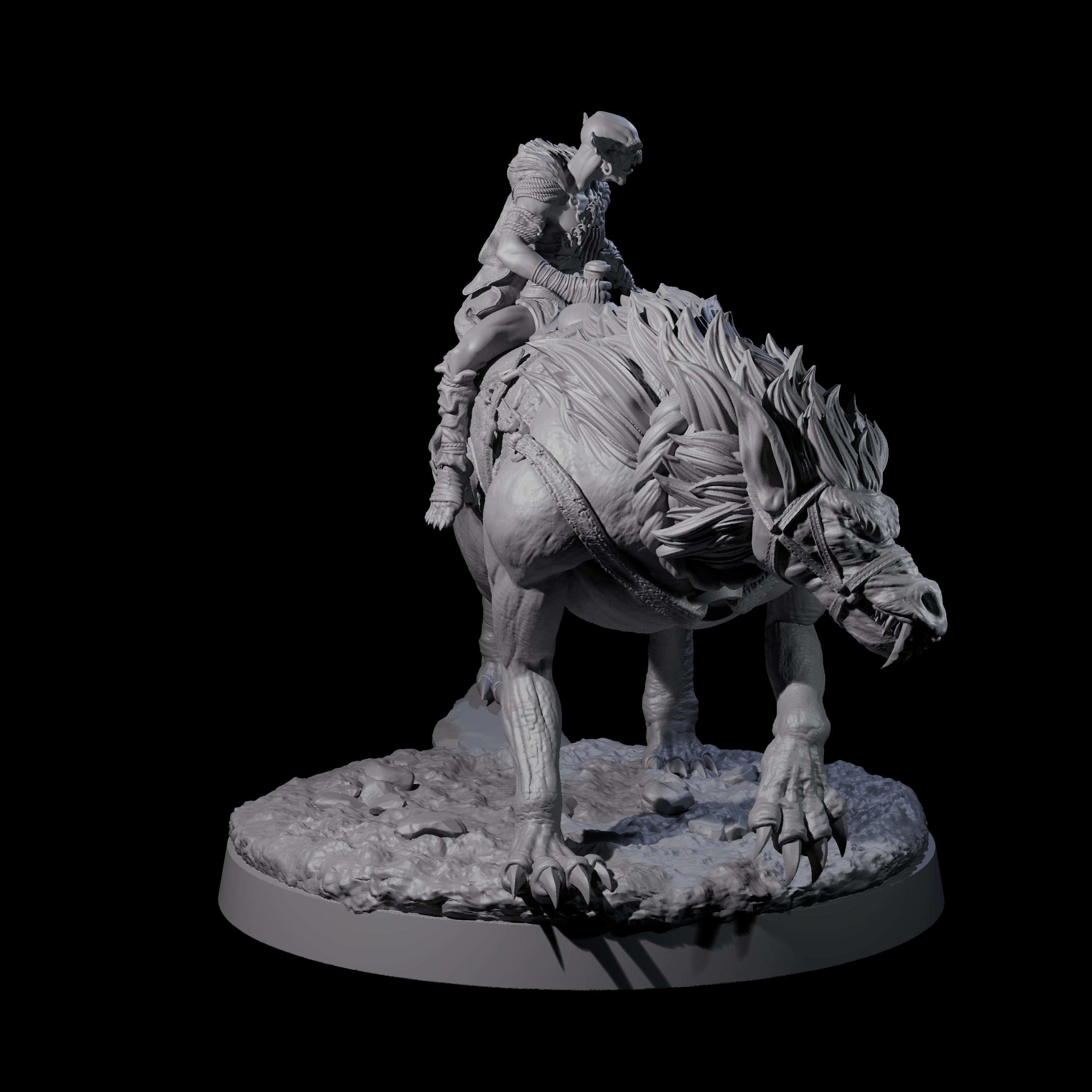Insane Goblin Worg Rider A Miniature for Dungeons and Dragons, Pathfinder or other TTRPGs