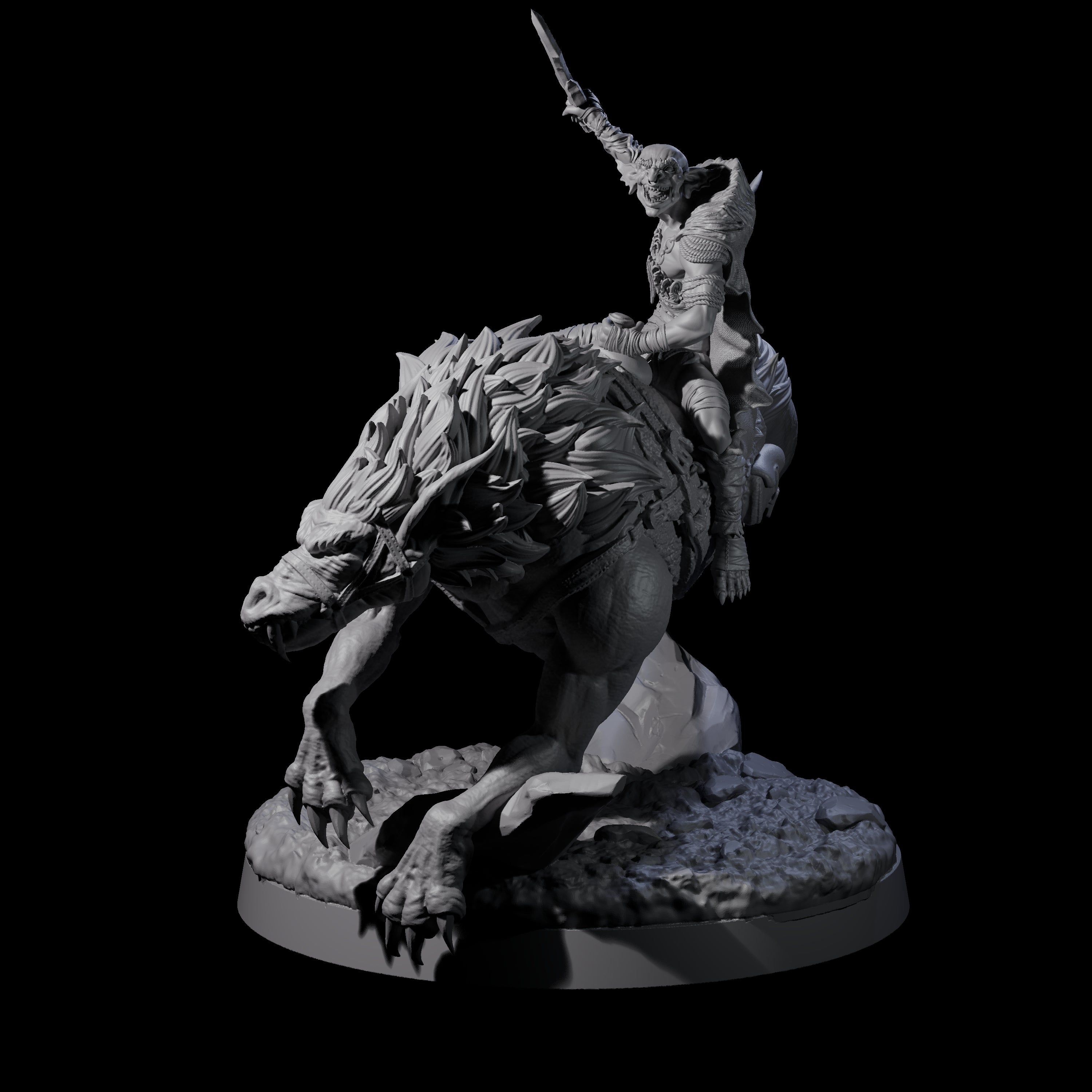 Insane Goblin Worg Rider B Miniature for Dungeons and Dragons, Pathfinder or other TTRPGs