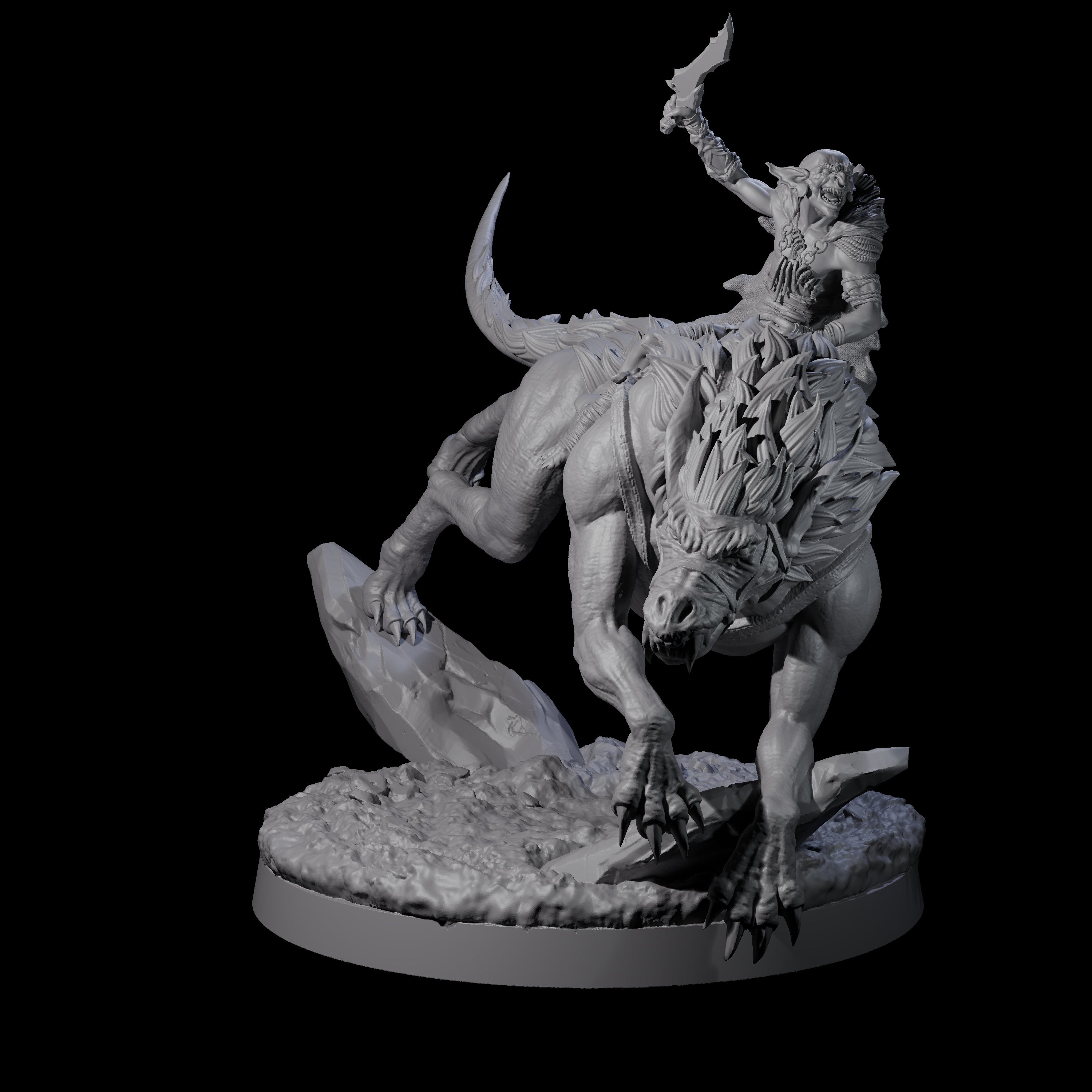 Insane Goblin Worg Rider B Miniature for Dungeons and Dragons, Pathfinder or other TTRPGs