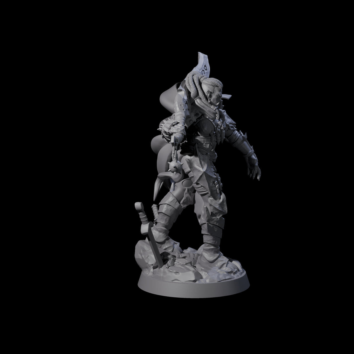 Intense Orc War Matron Miniature for Dungeons and Dragons, Pathfinder or other TTRPGs