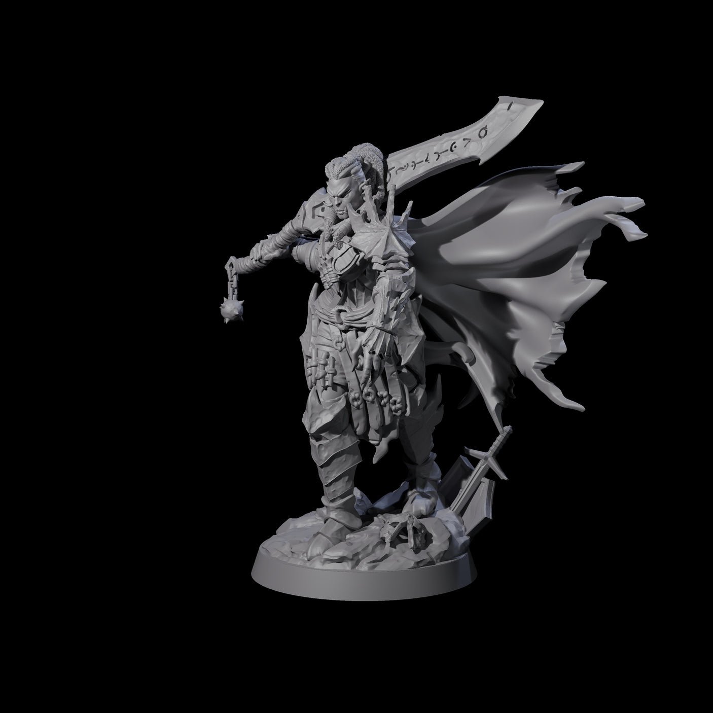 Intense Orc War Matron Miniature for Dungeons and Dragons, Pathfinder or other TTRPGs