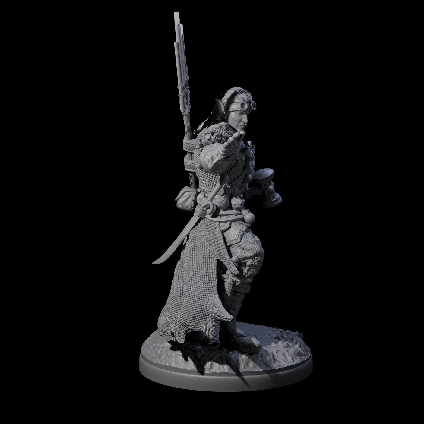 Intrepid Elf Artificer Miniature for Dungeons and Dragons, Pathfinder or other TTRPGs