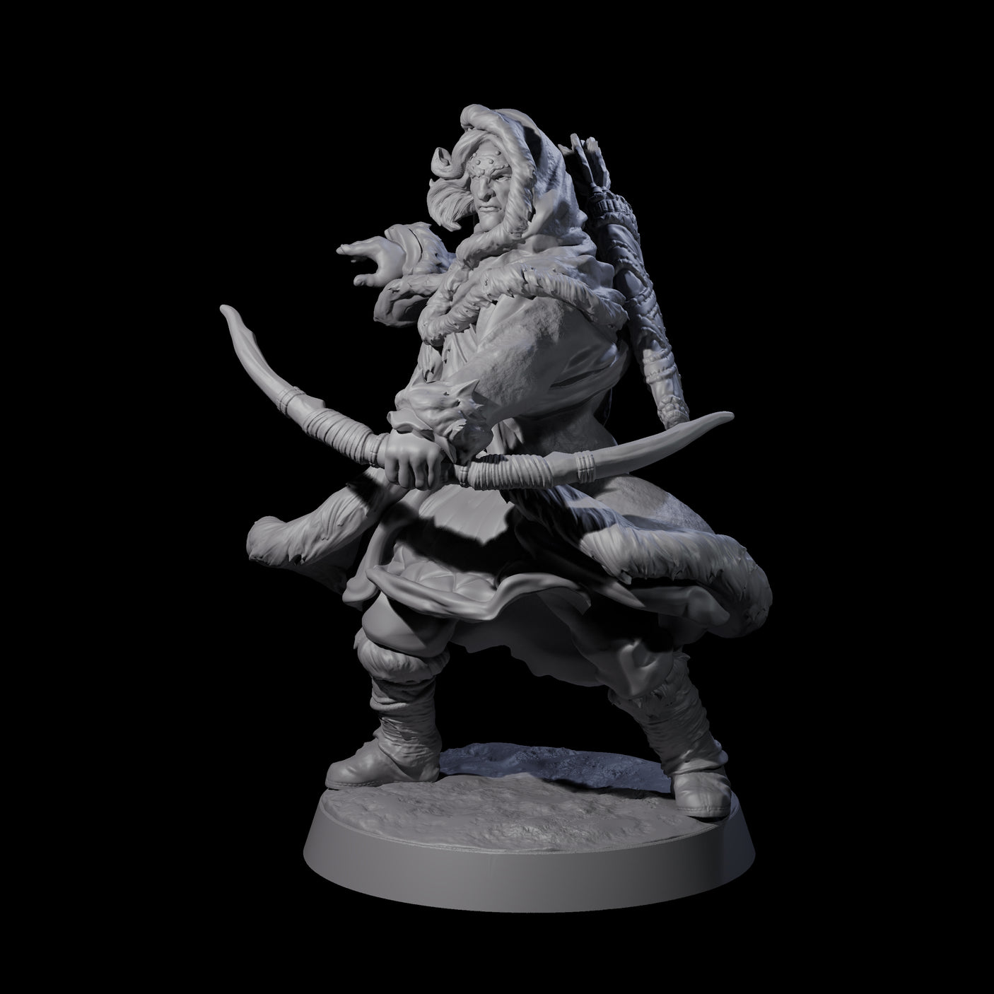 Intrepid Ice Clan Villager B Miniature for Dungeons and Dragons, Pathfinder or other TTRPGs