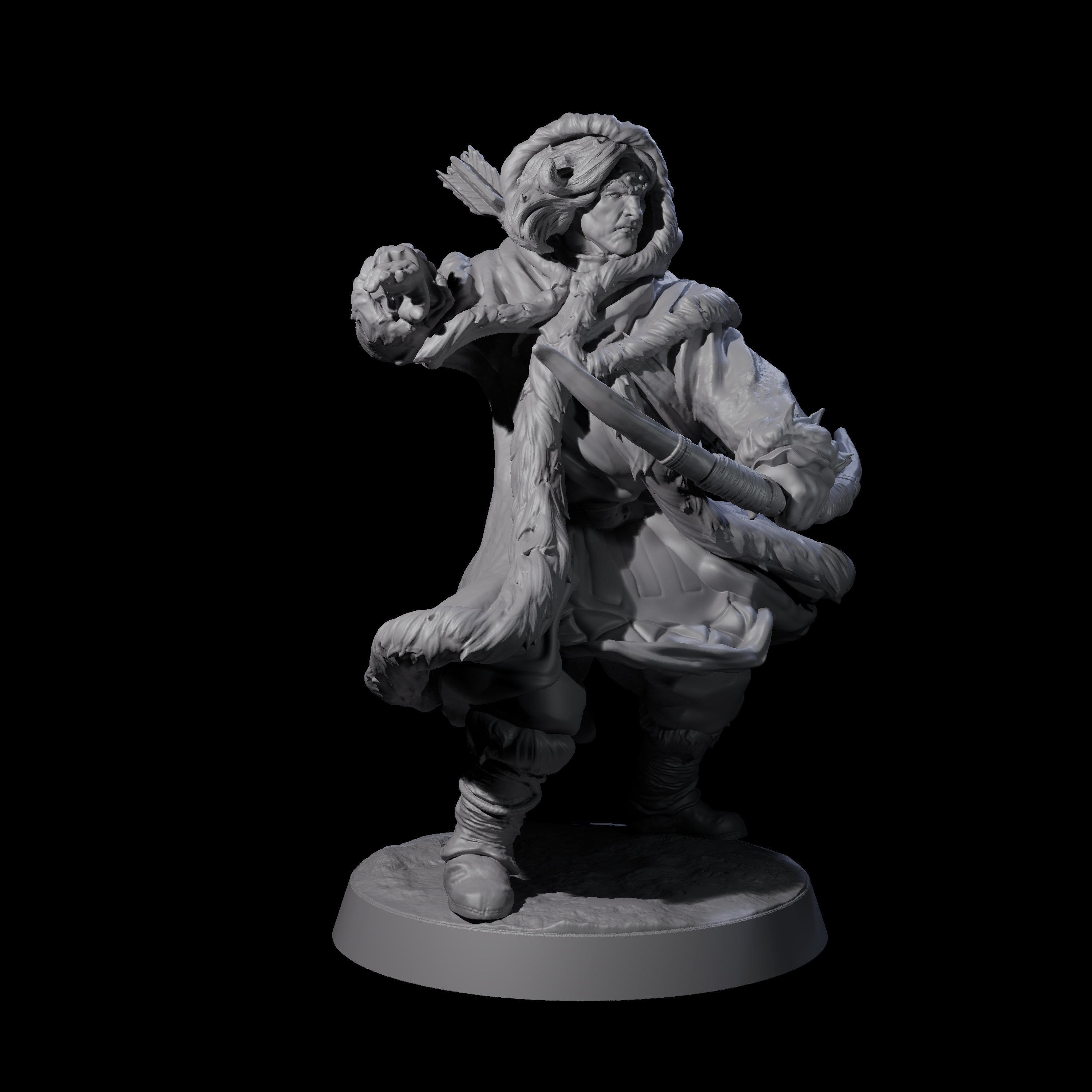 Intrepid Ice Clan Villagers Miniature for Dungeons and Dragons, Pathfinder or other TTRPGs