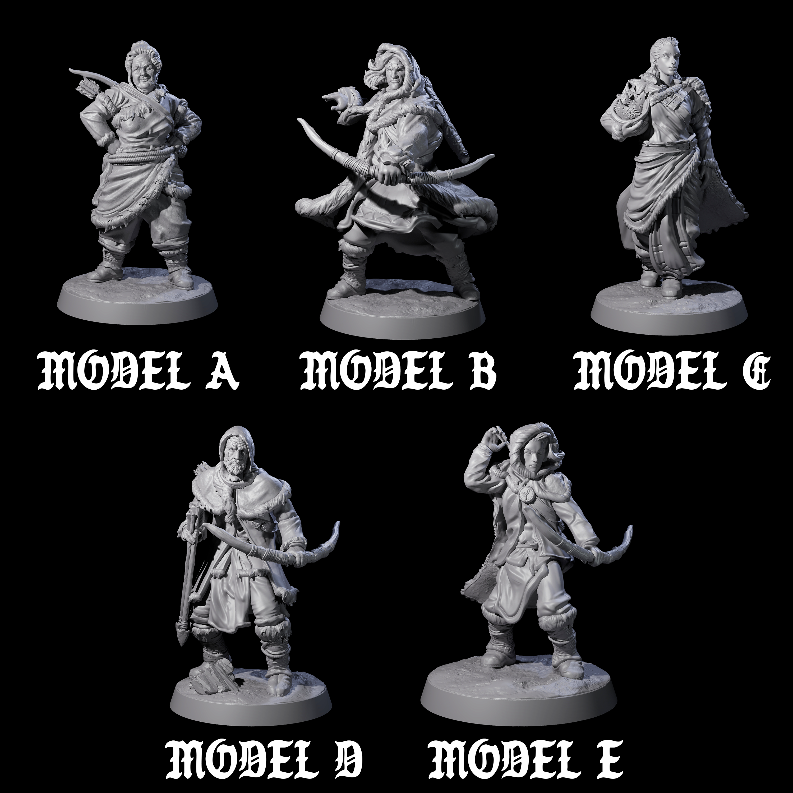 Intrepid Ice Clan Villagers Miniature for Dungeons and Dragons, Pathfinder or other TTRPGs