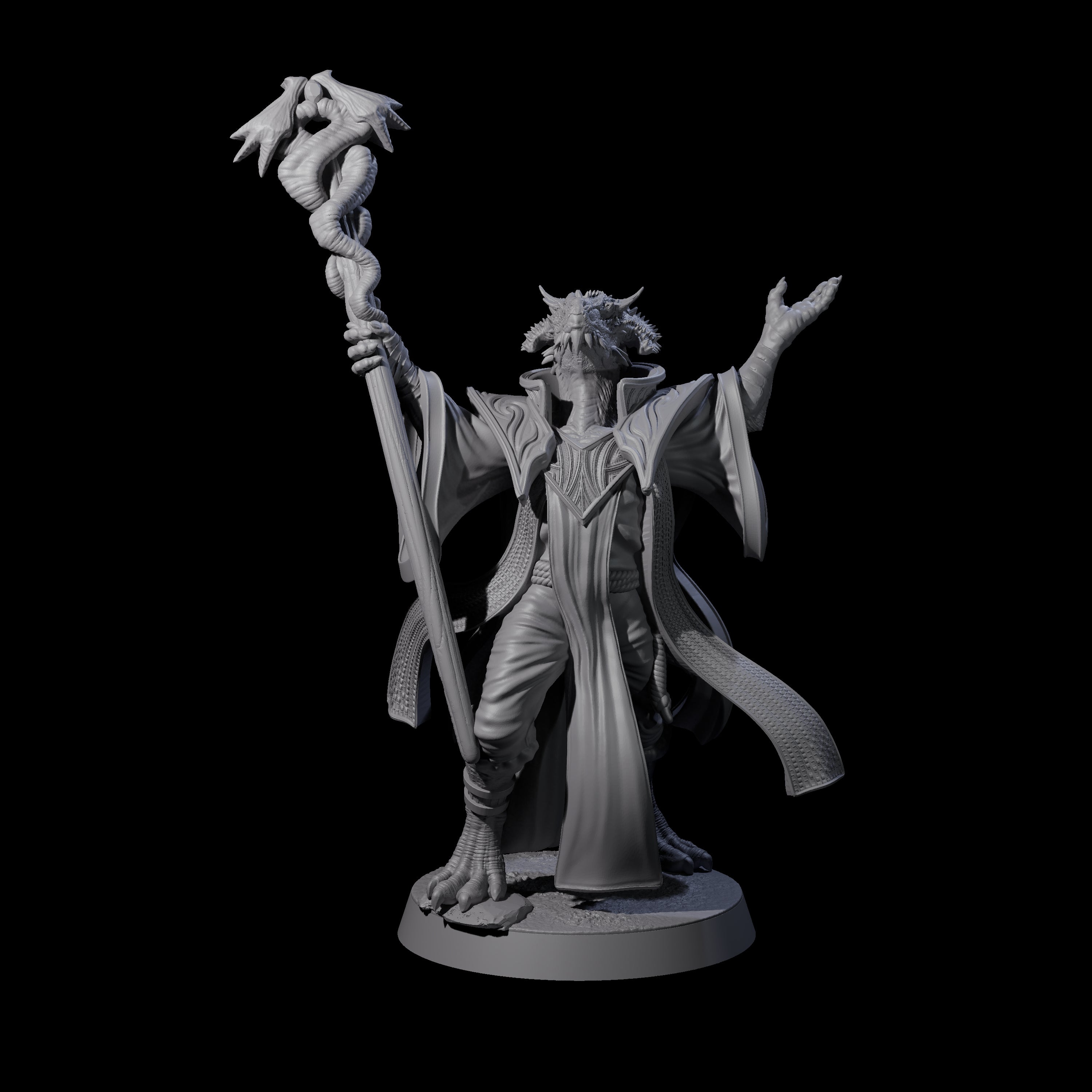 Invoking Dragonborn Wizard Miniature for Dungeons and Dragons, Pathfinder or other TTRPGs