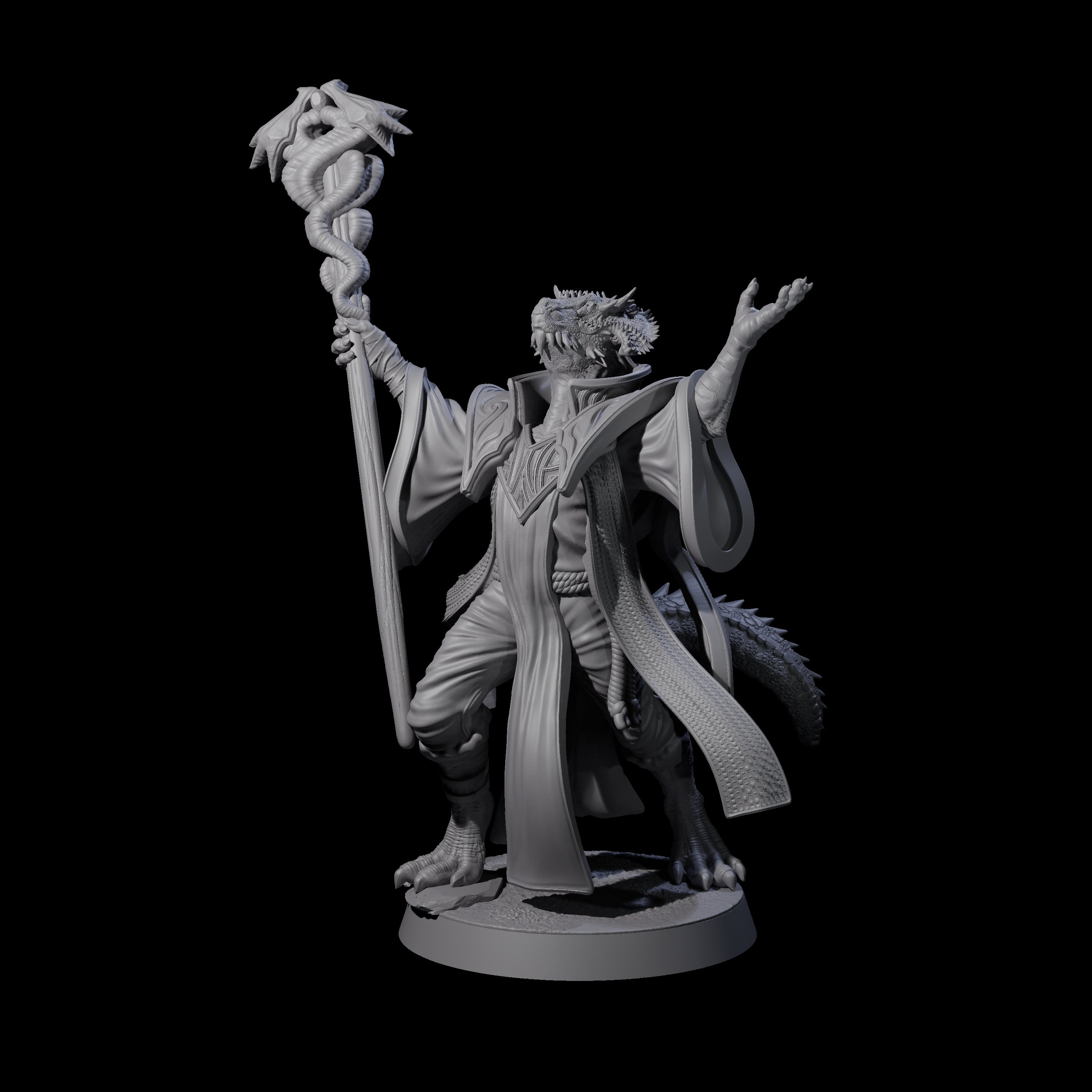 Invoking Dragonborn Wizard Miniature for Dungeons and Dragons, Pathfinder or other TTRPGs