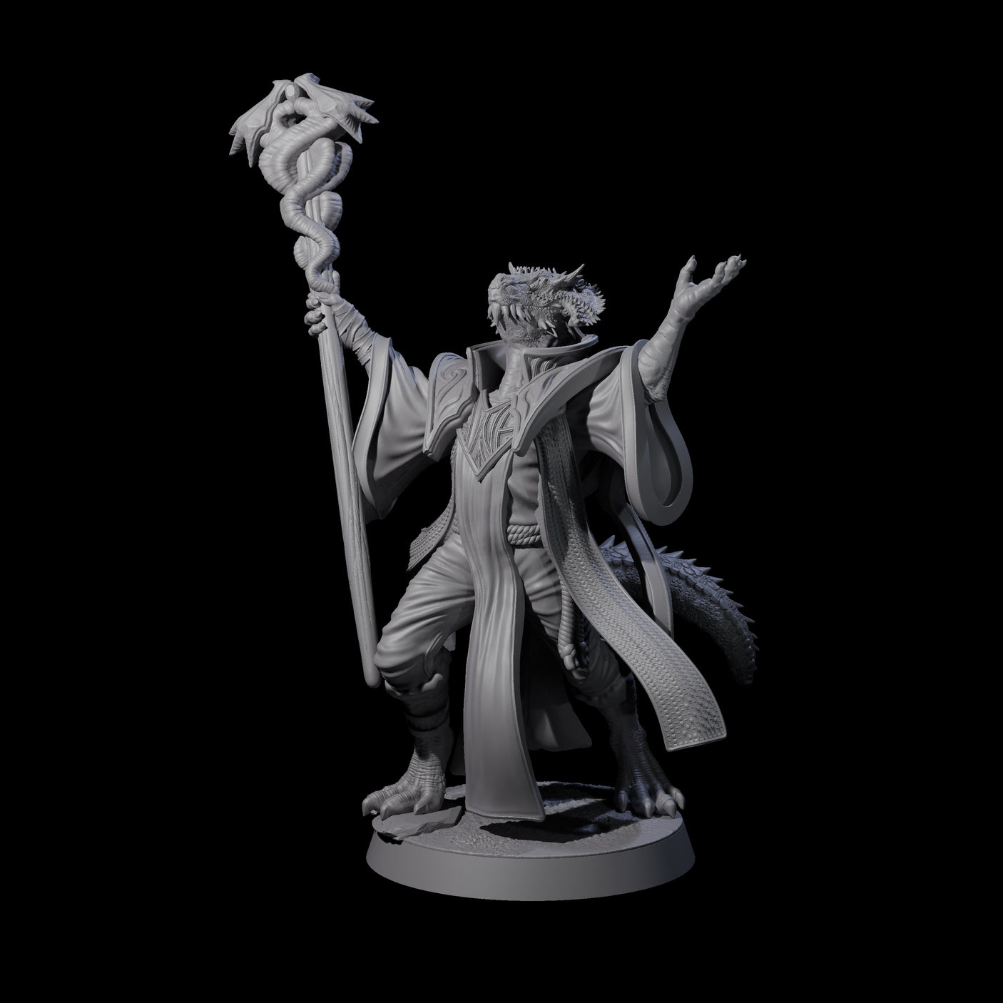 Invoking Dragonborn Wizard Miniature for Dungeons and Dragons, Pathfinder or other TTRPGs