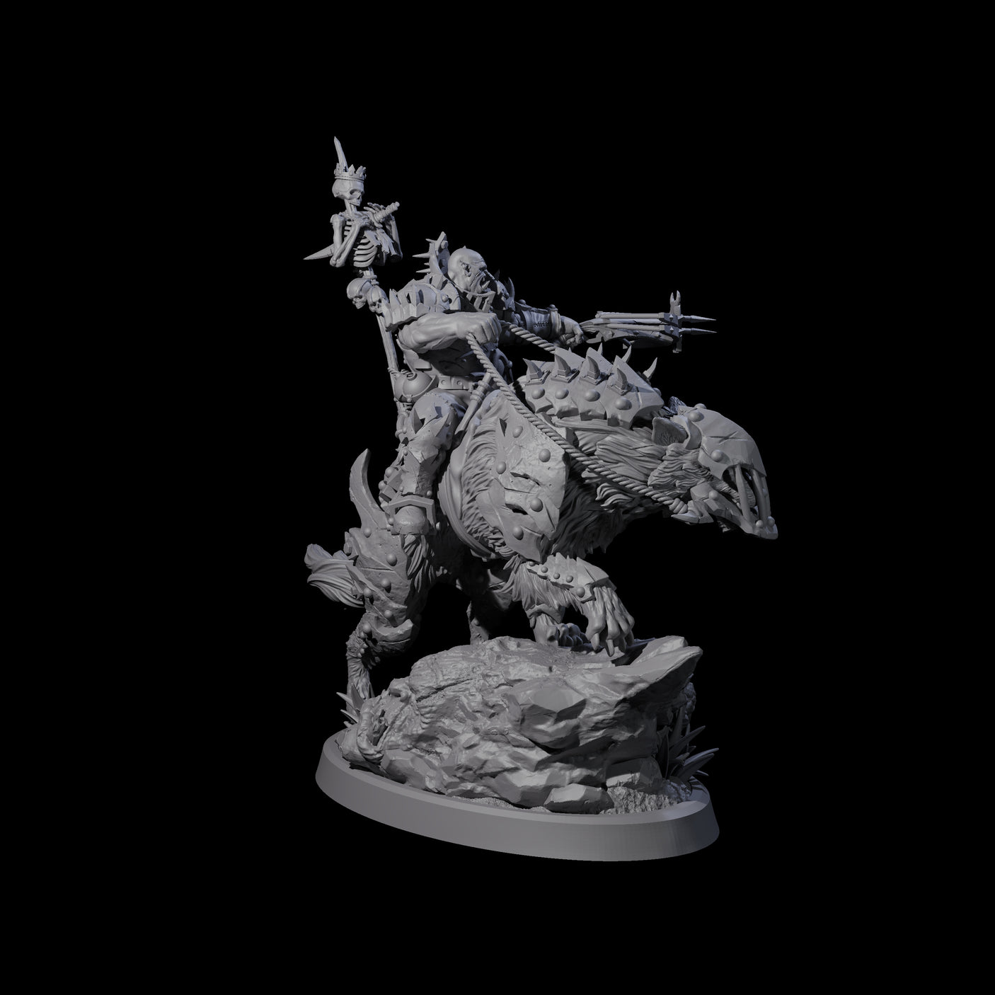 Ironclad Orc Warg Rider A Miniature for Dungeons and Dragons, Pathfinder or other TTRPGs