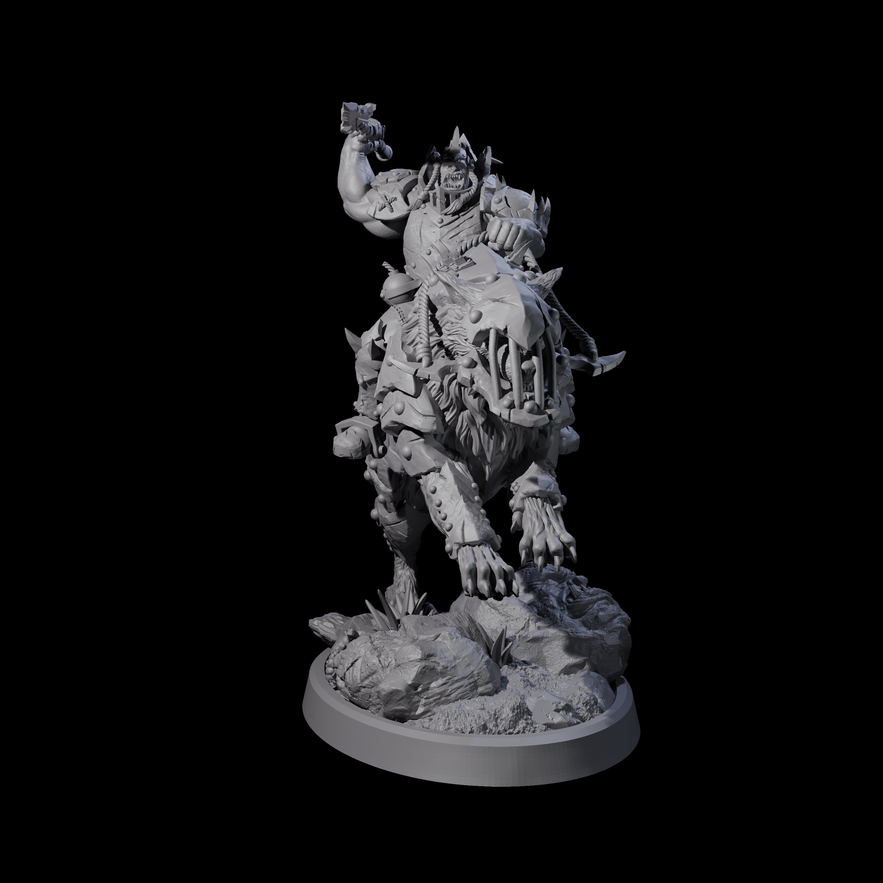 Ironclad Orc Warg Rider B Miniature for Dungeons and Dragons, Pathfinder or other TTRPGs